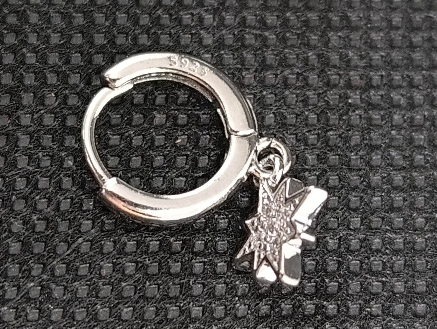 Boucle d'oreille étoile et lune en argent