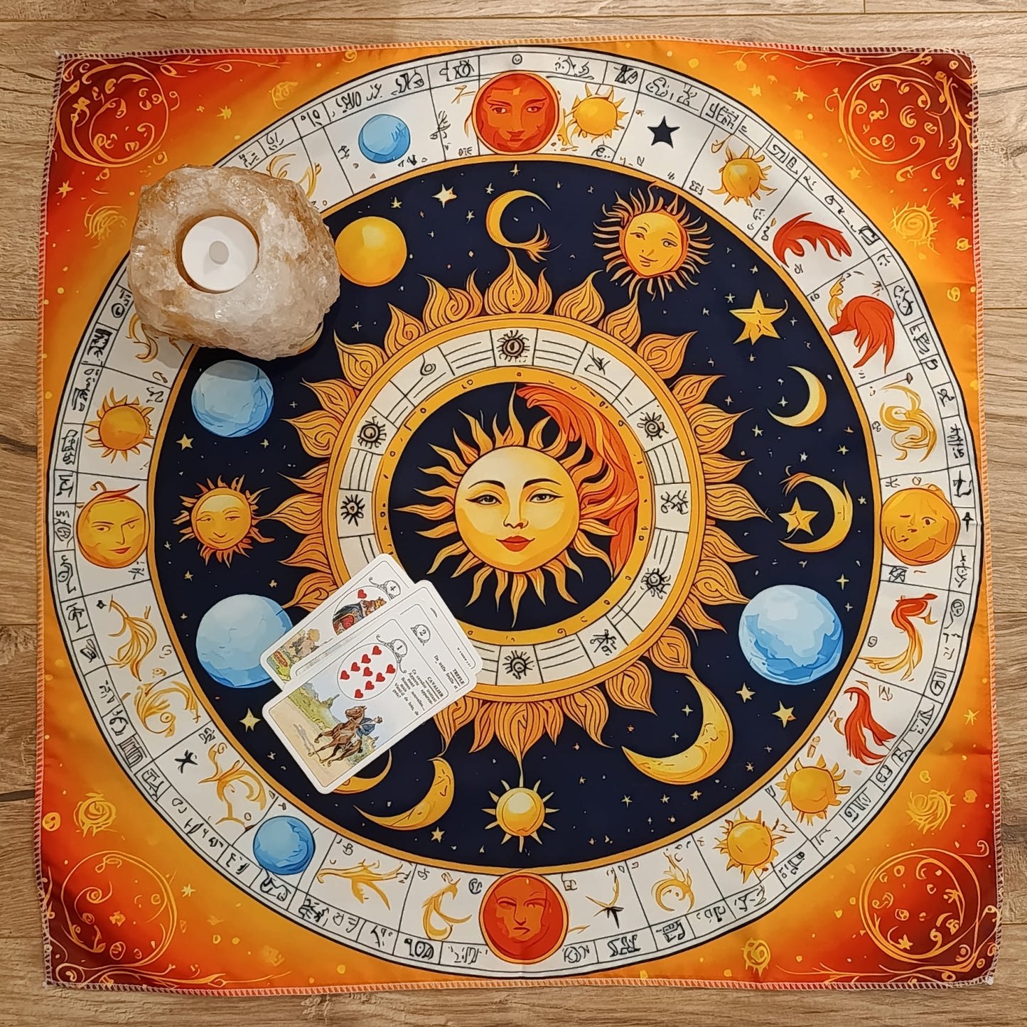 Nappe de tirage tarot – Soleil & Zodiaque