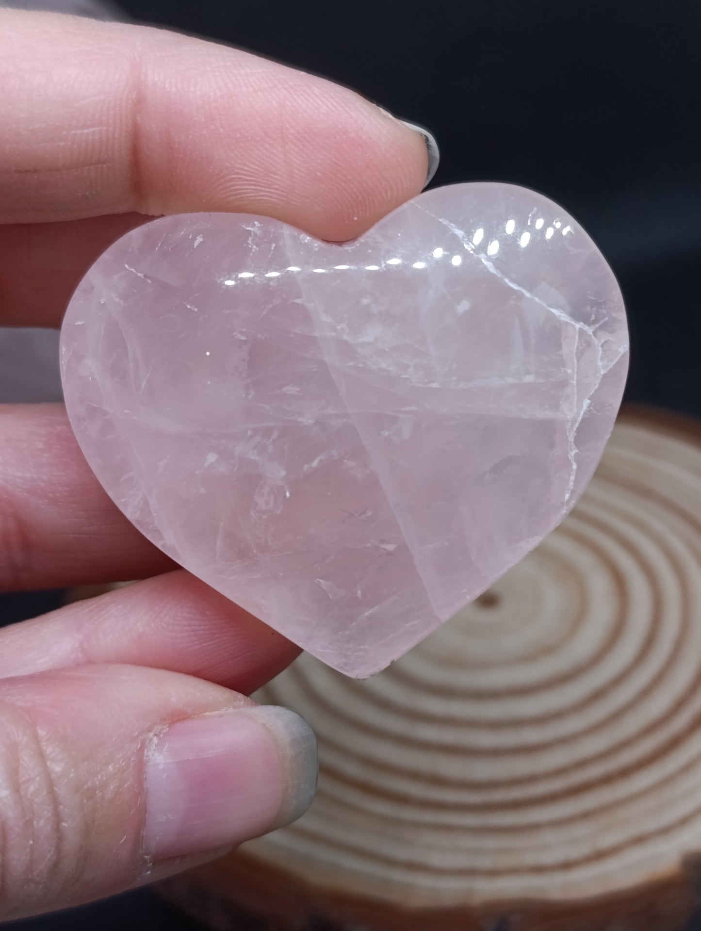 Galet Cœur Quartz rose - Qualité AA