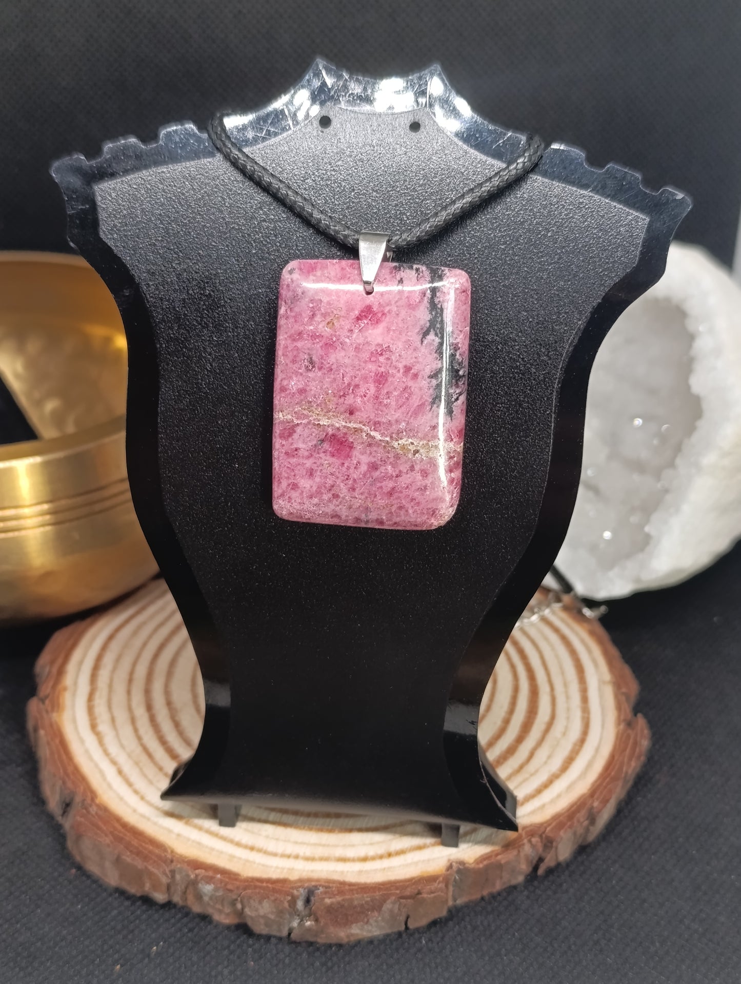 Pendentif rectangulaire Rhodonite