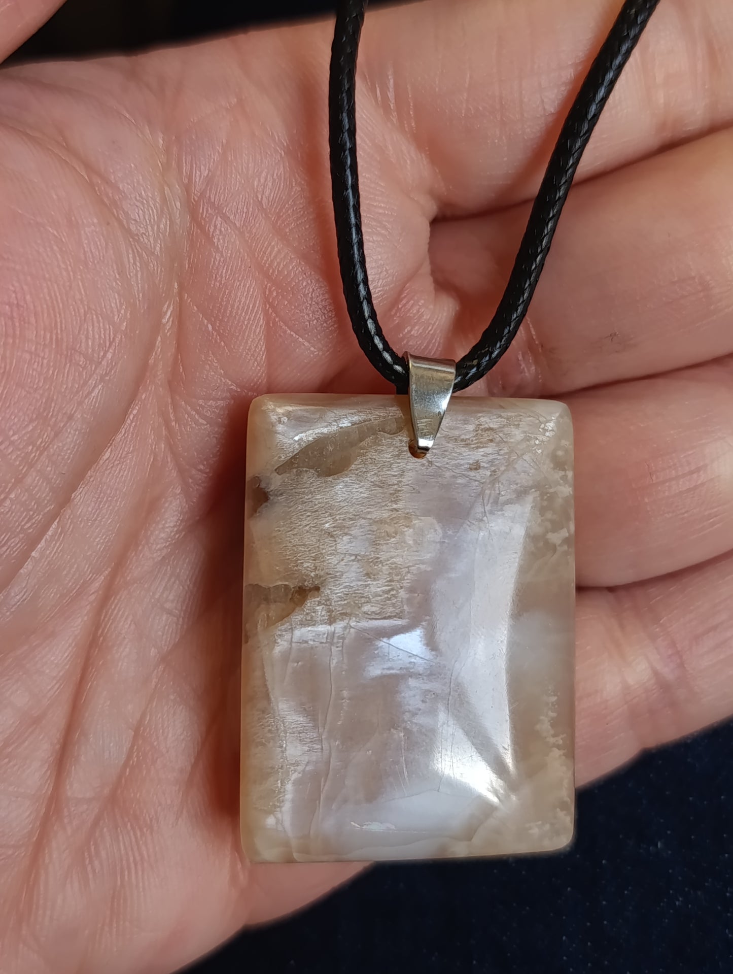 Pendentif rectangulaire Pierre de lune pêche