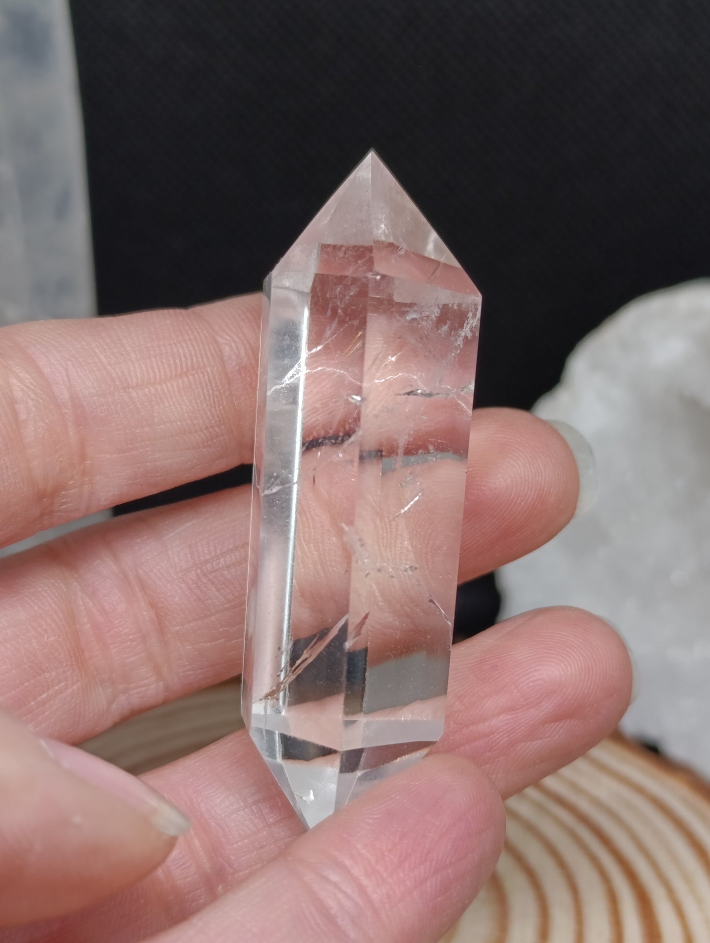 Pointe bi-terminée Cristal de roche - Qualité AA+