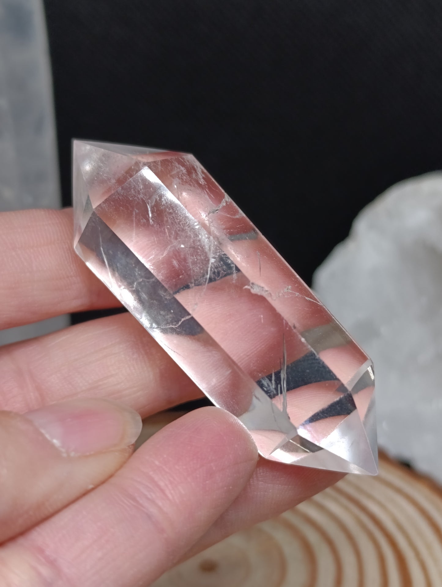 Pointe bi-terminée Cristal de roche - Qualité AA+