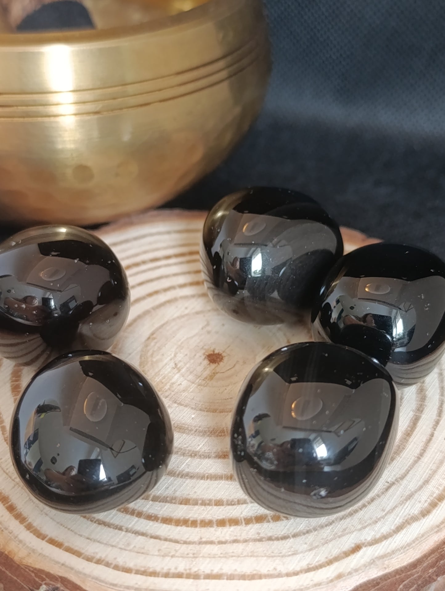 Pierre roulée Obsidienne fumée ronde