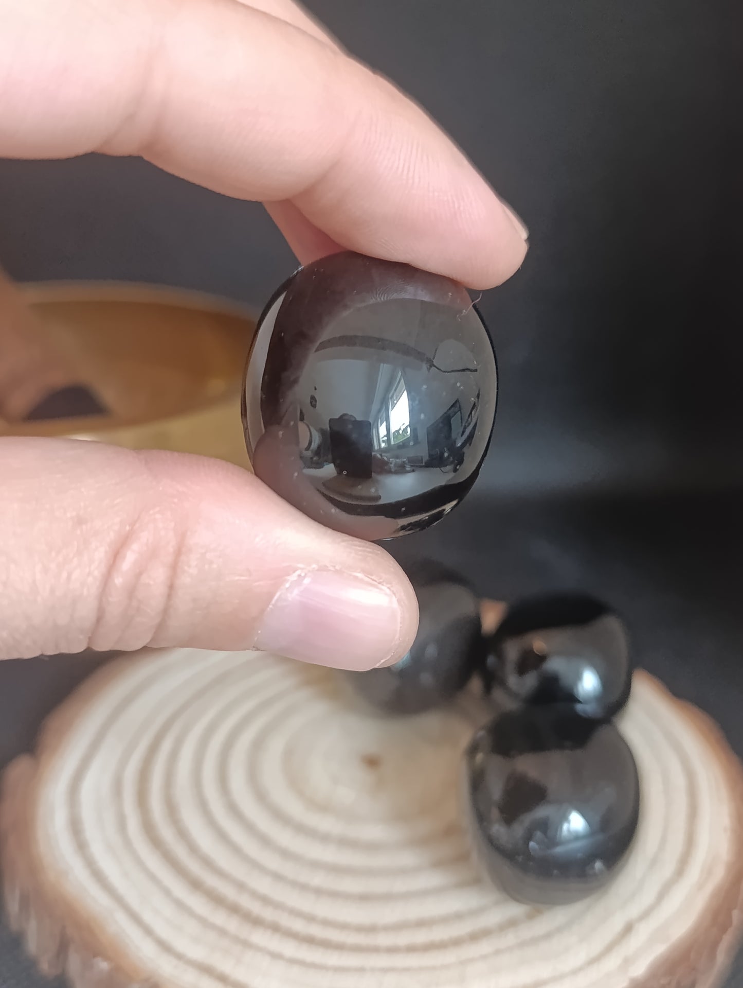 Pierre roulée Obsidienne fumée ronde
