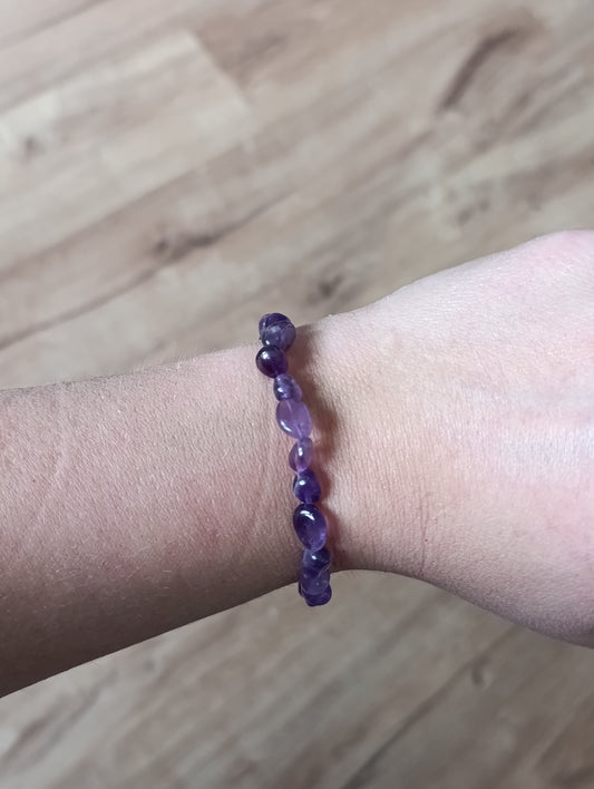 Bracelet pierres roulées Améthyste - Qualité AA