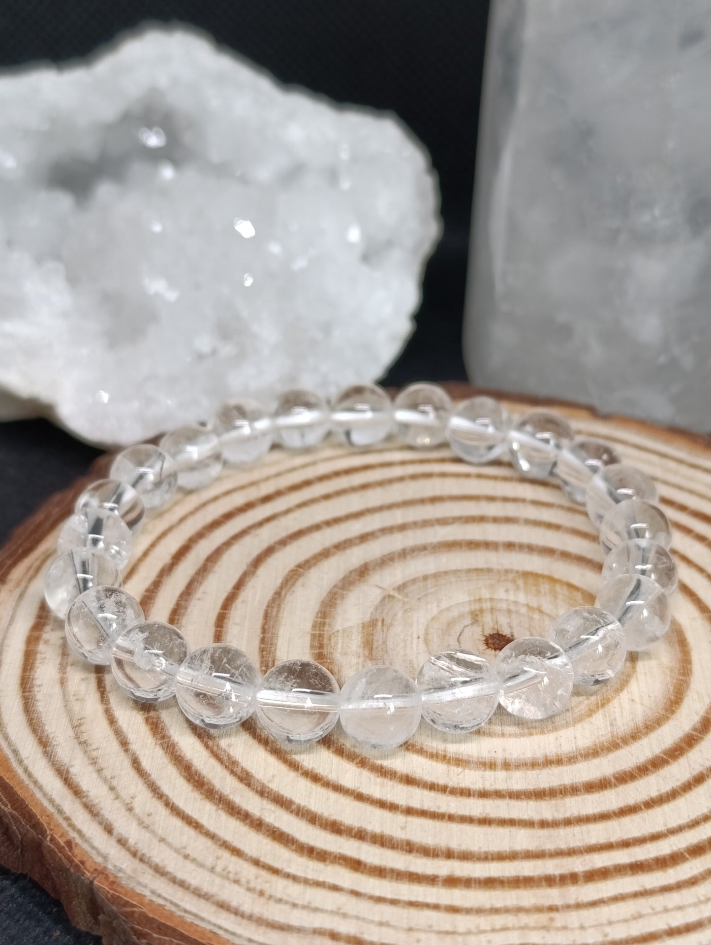 Bracelet boule Cristal de roche 8mm - Qualité AA