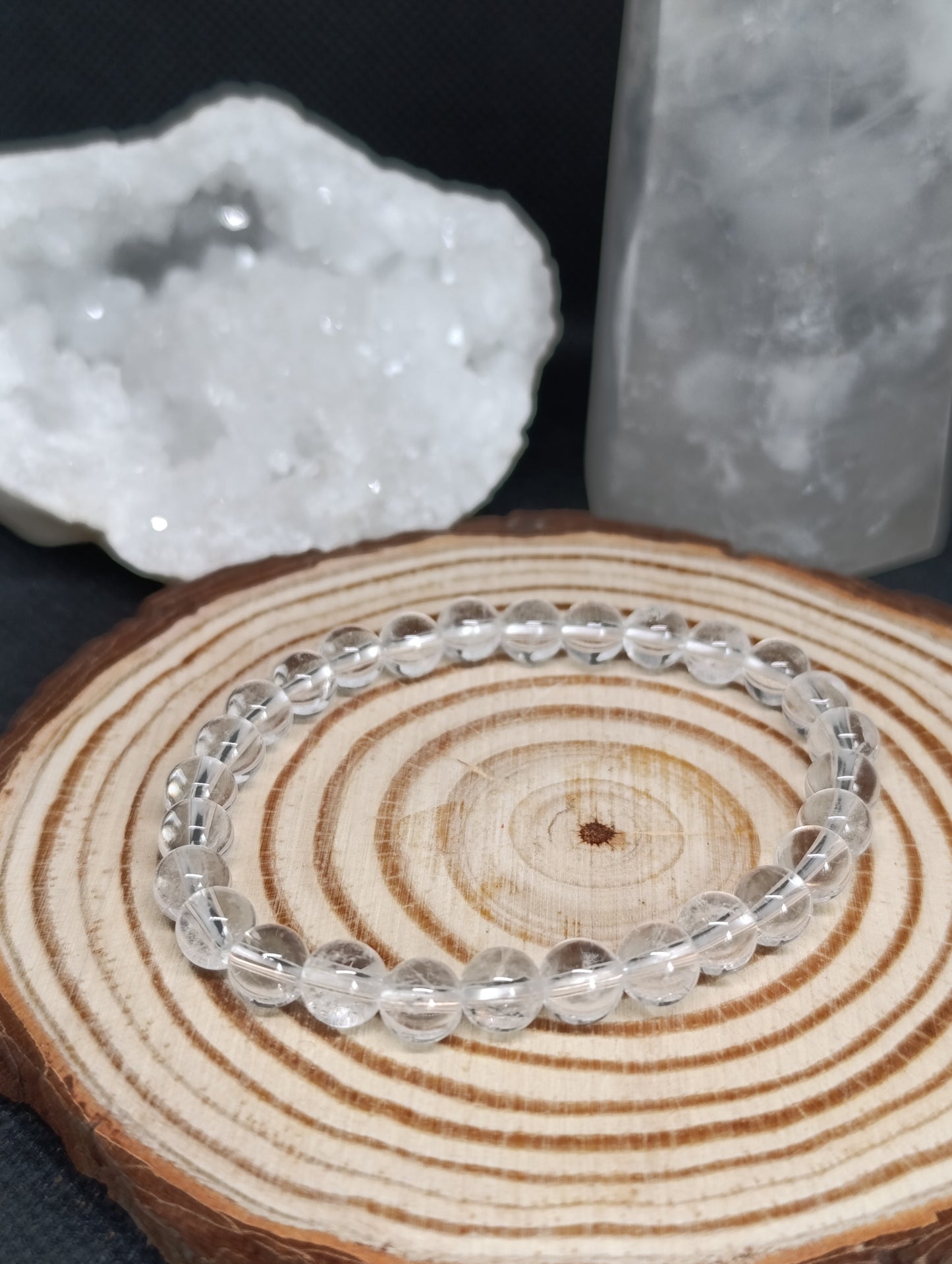 Bracelet boule Cristal de roche 6mm - Qualité AA