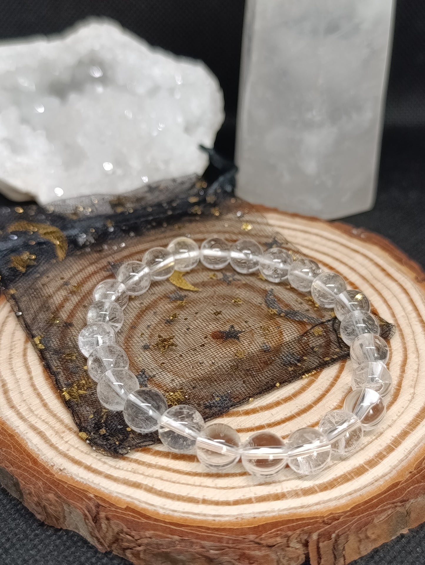 Bracelet boule Cristal de roche 8mm - Qualité AA