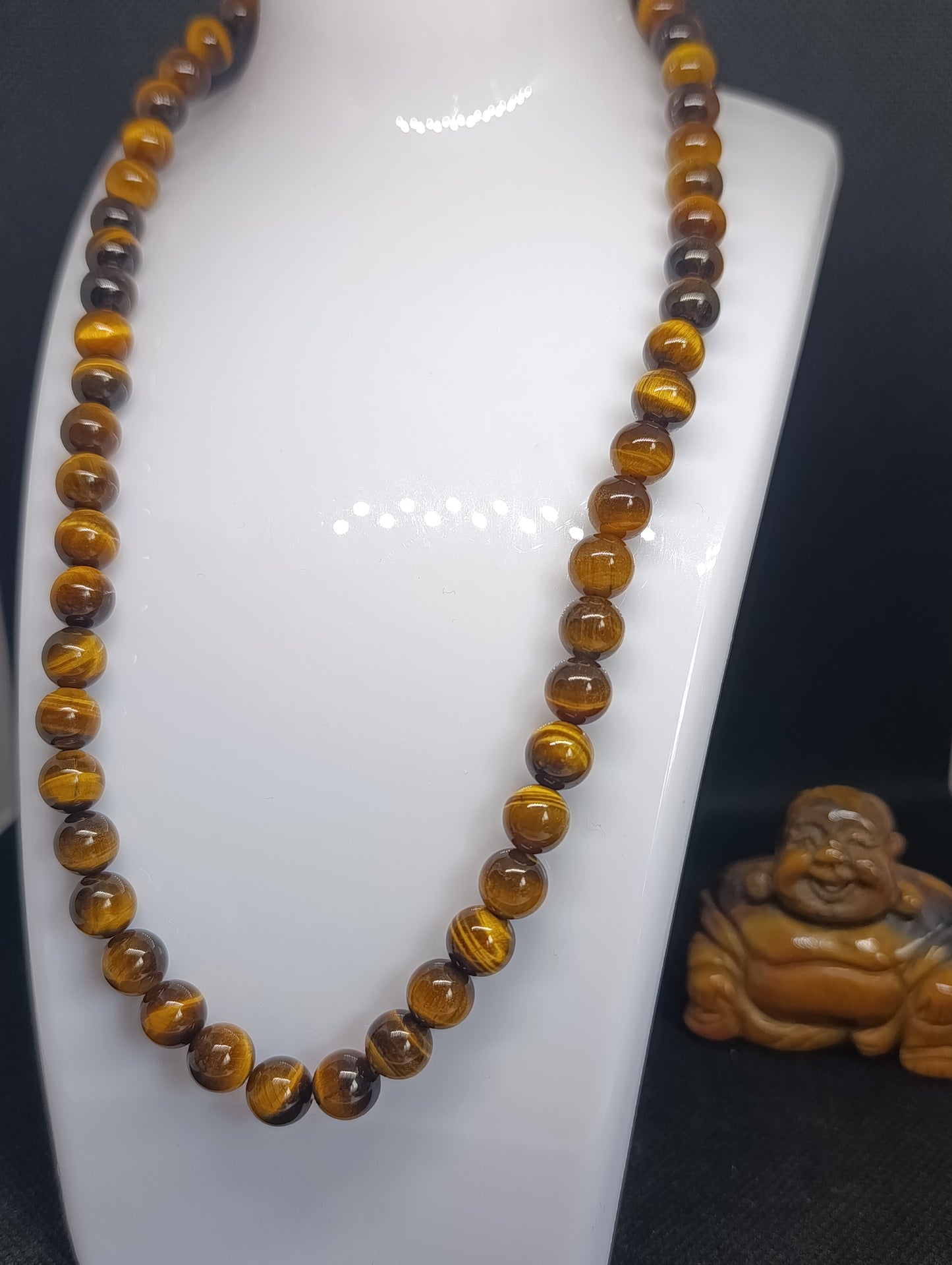 Collier boule Oeil de tigre 8mm - Qualité AA