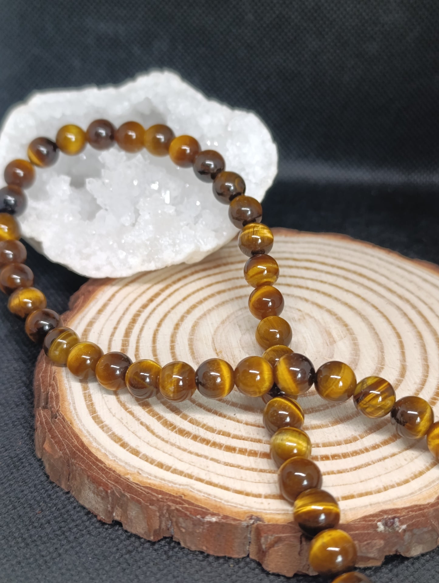 Collier boule Oeil de tigre 8mm - Qualité AA