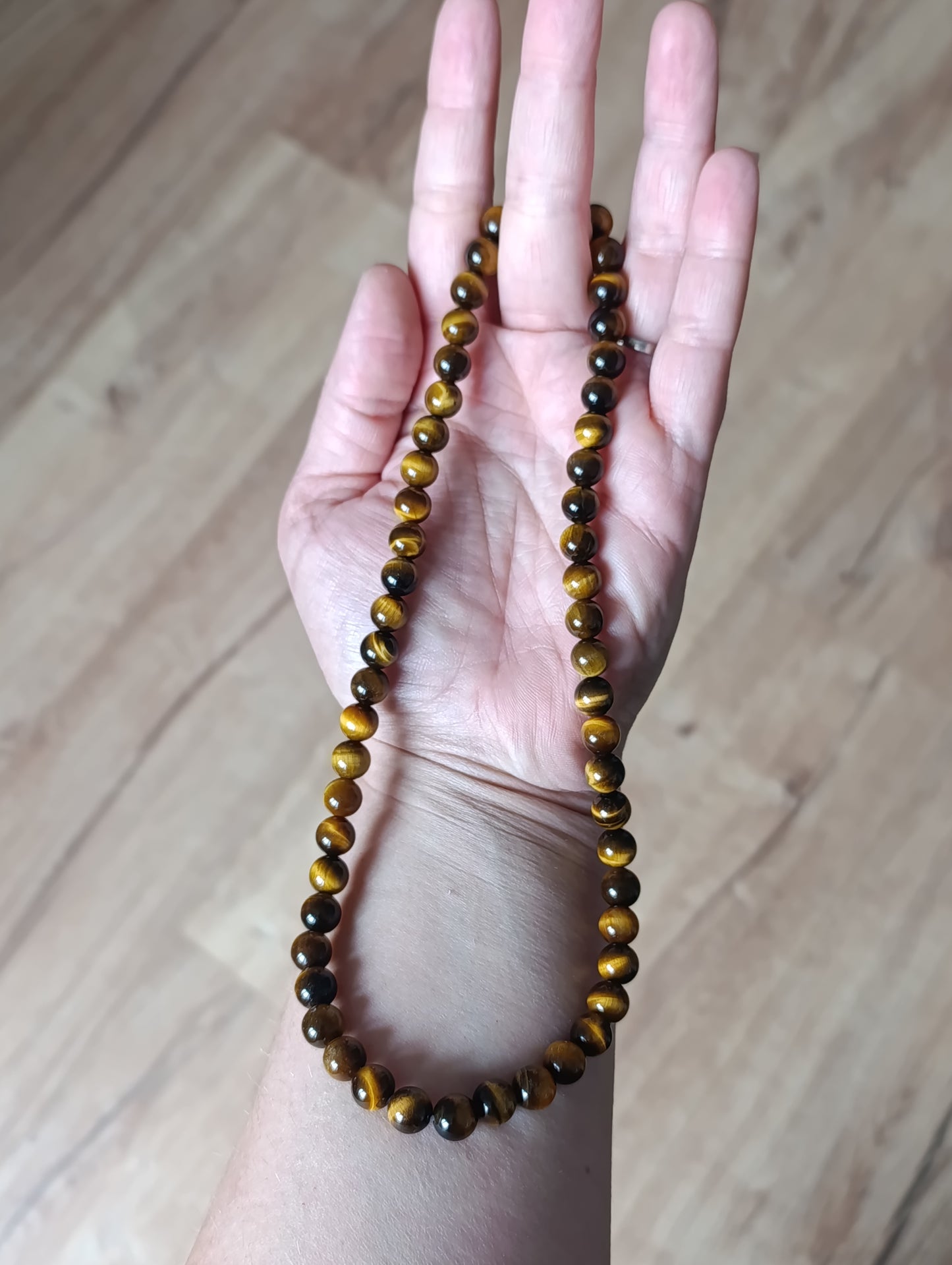 Collier boule Oeil de tigre 8mm - Qualité AA