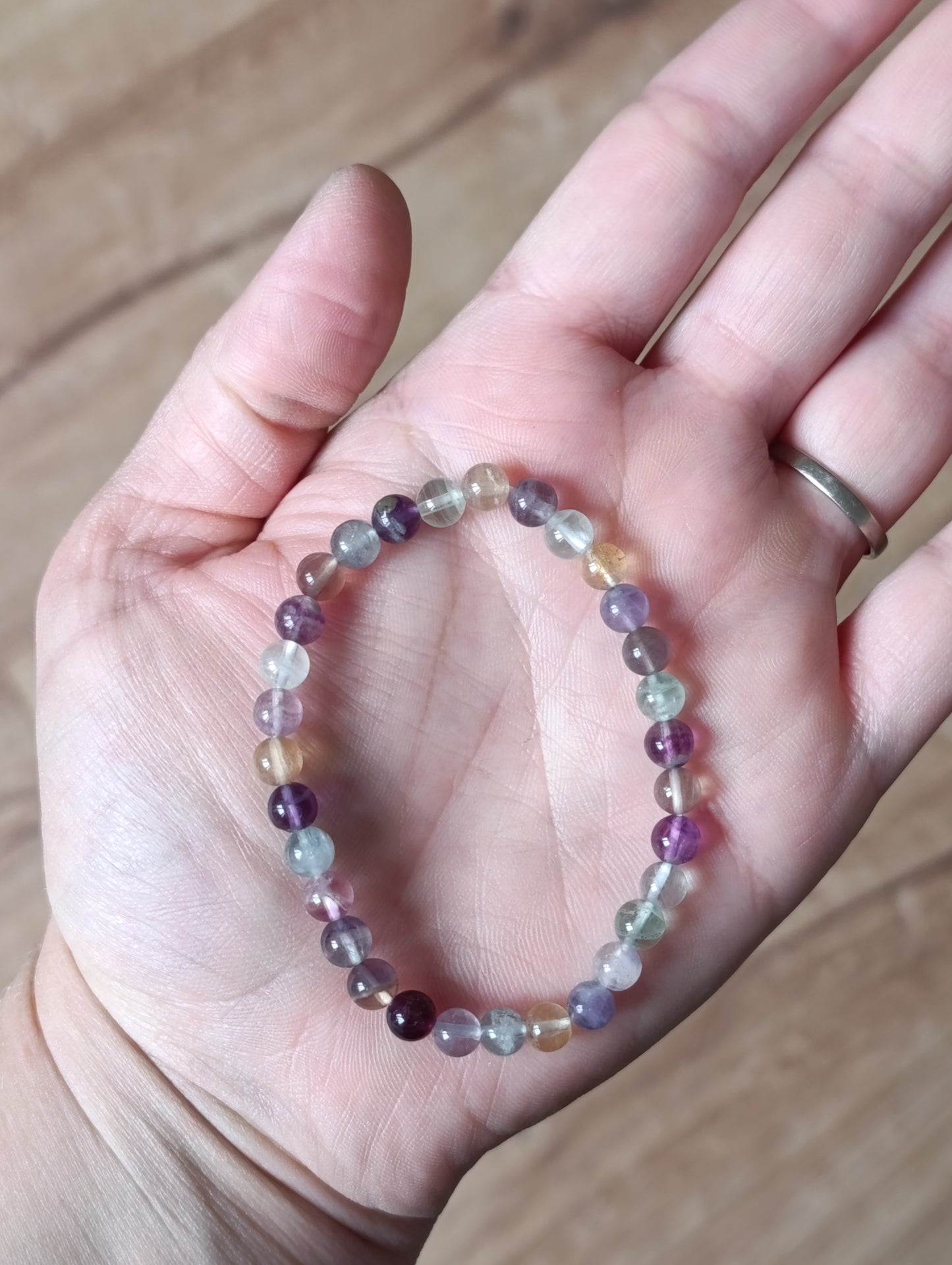 Bracelet boule Fluorite multicolore 6mm - Qualité AA