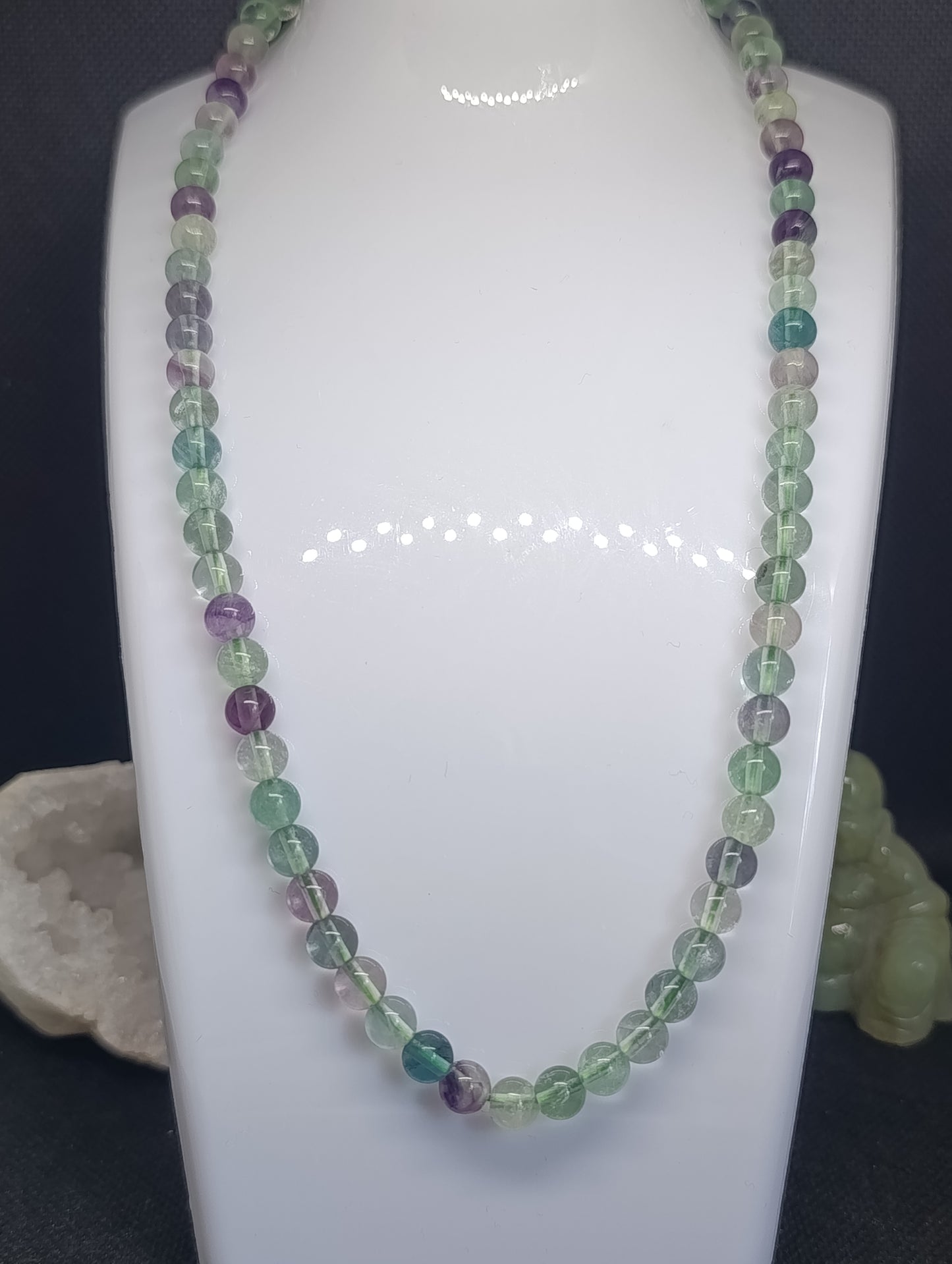 Collier boule Fluorite multicolore 8mm