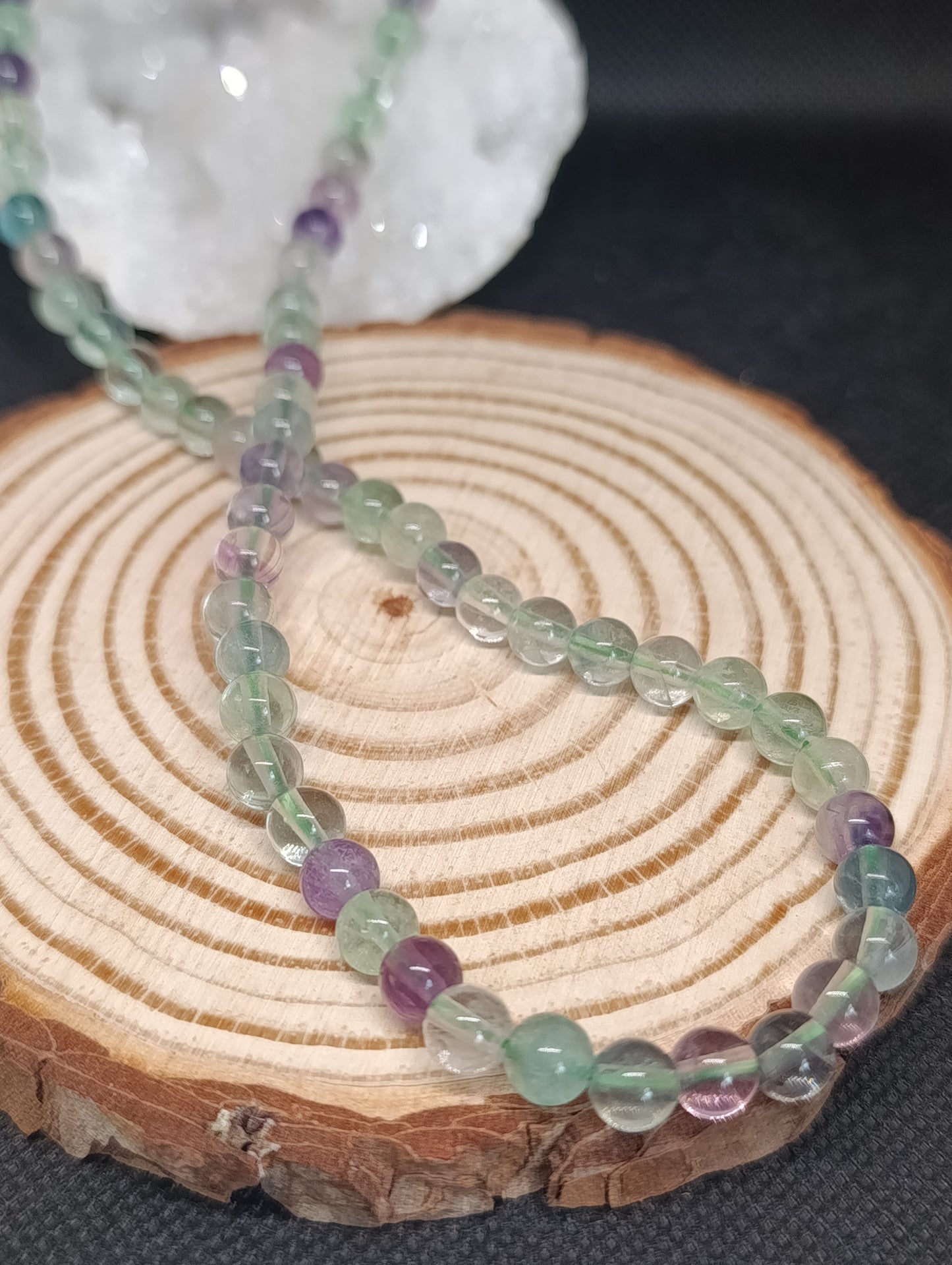 Collier boule Fluorite multicolore 8mm