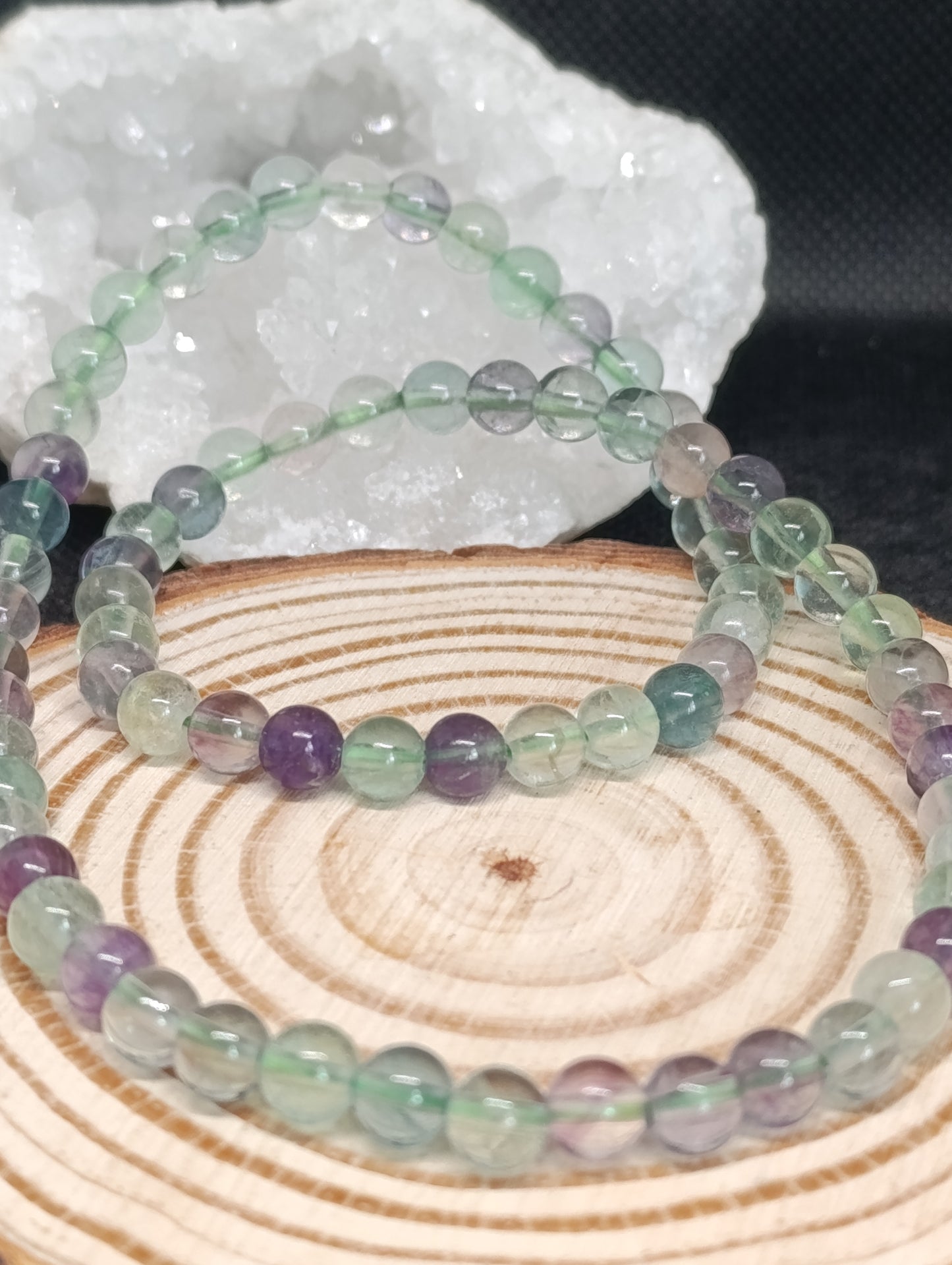 Collier boule Fluorite multicolore 8mm