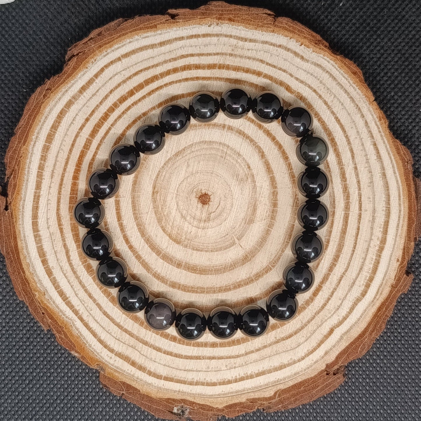 Bracelet boule Obsidienne Oeil Céleste 8mm