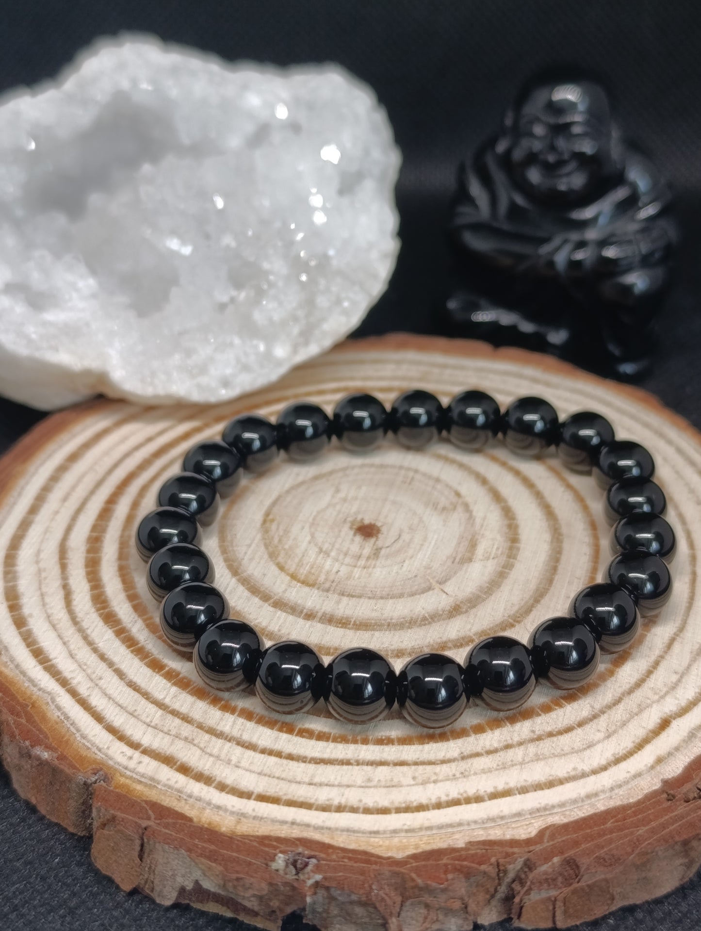 Bracelet boule Obsidienne noire 8mm