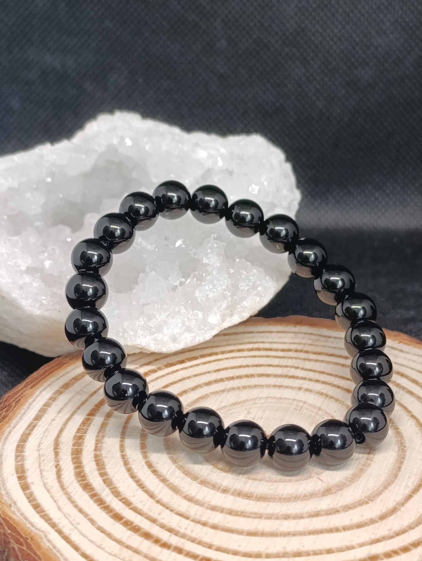 Bracelet boule Obsidienne noire 8mm