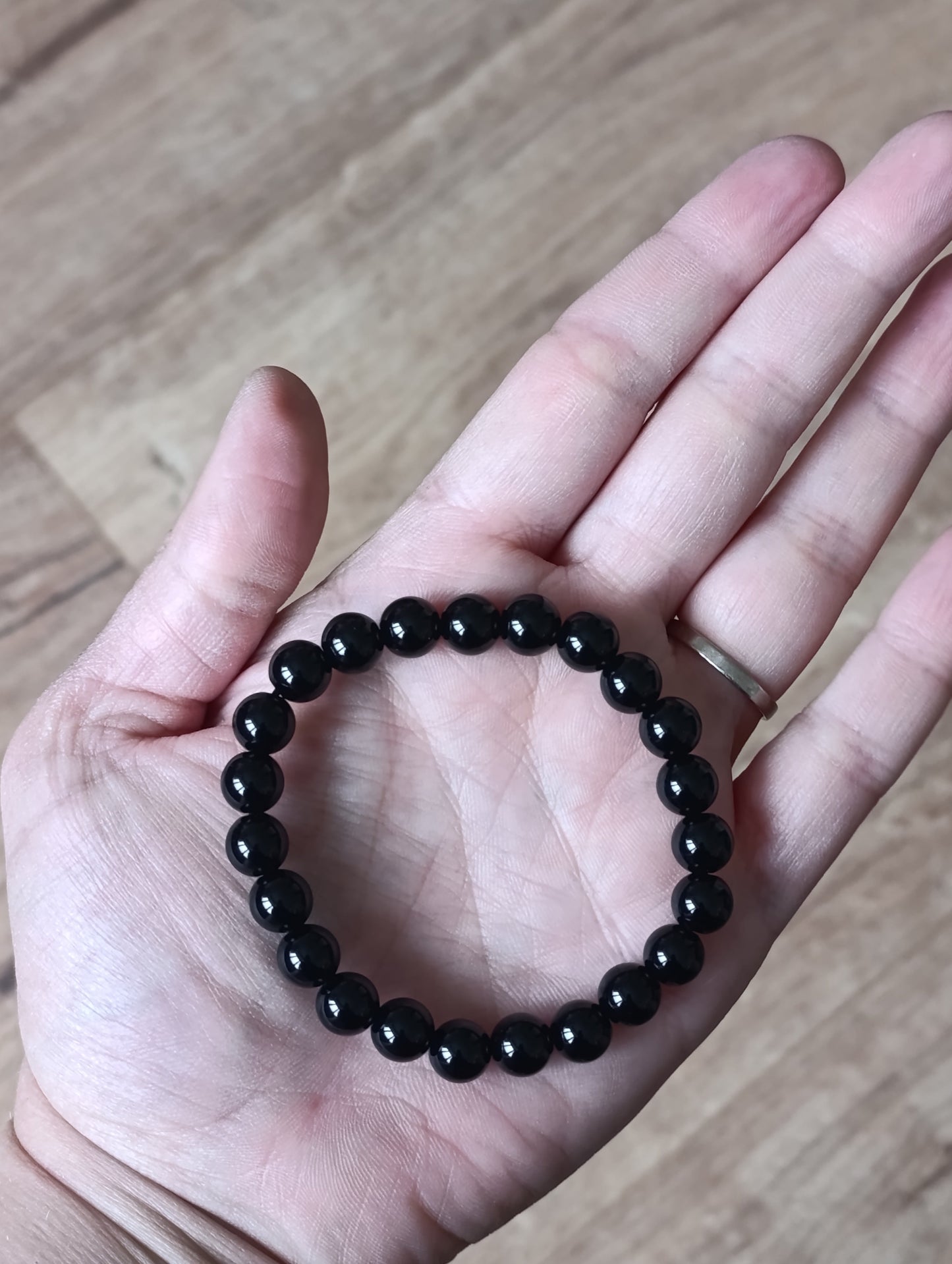 Bracelet boule Obsidienne noire 8mm