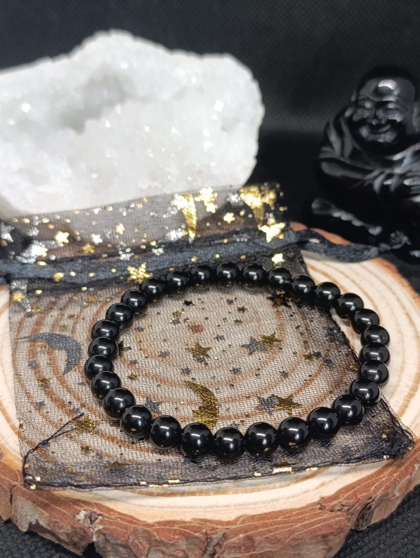 Bracelet boule Obsidienne noire 6mm