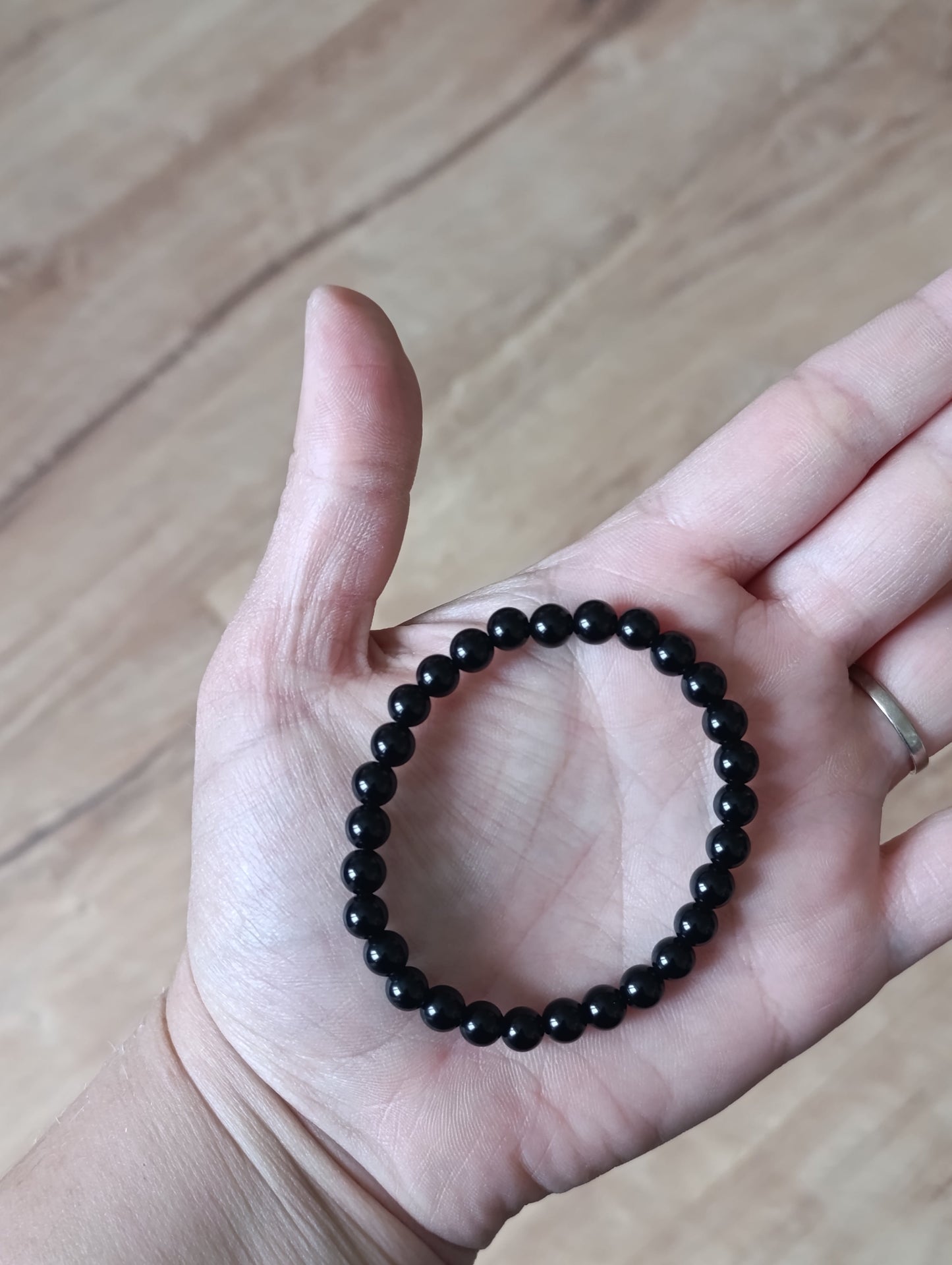 Bracelet boule Obsidienne noire 6mm