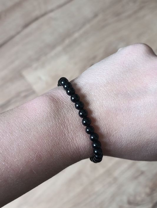 Bracelet boule Obsidienne noire 6mm