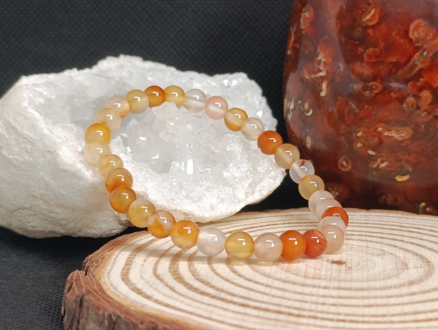 Bracelet boule Cornaline 6mm