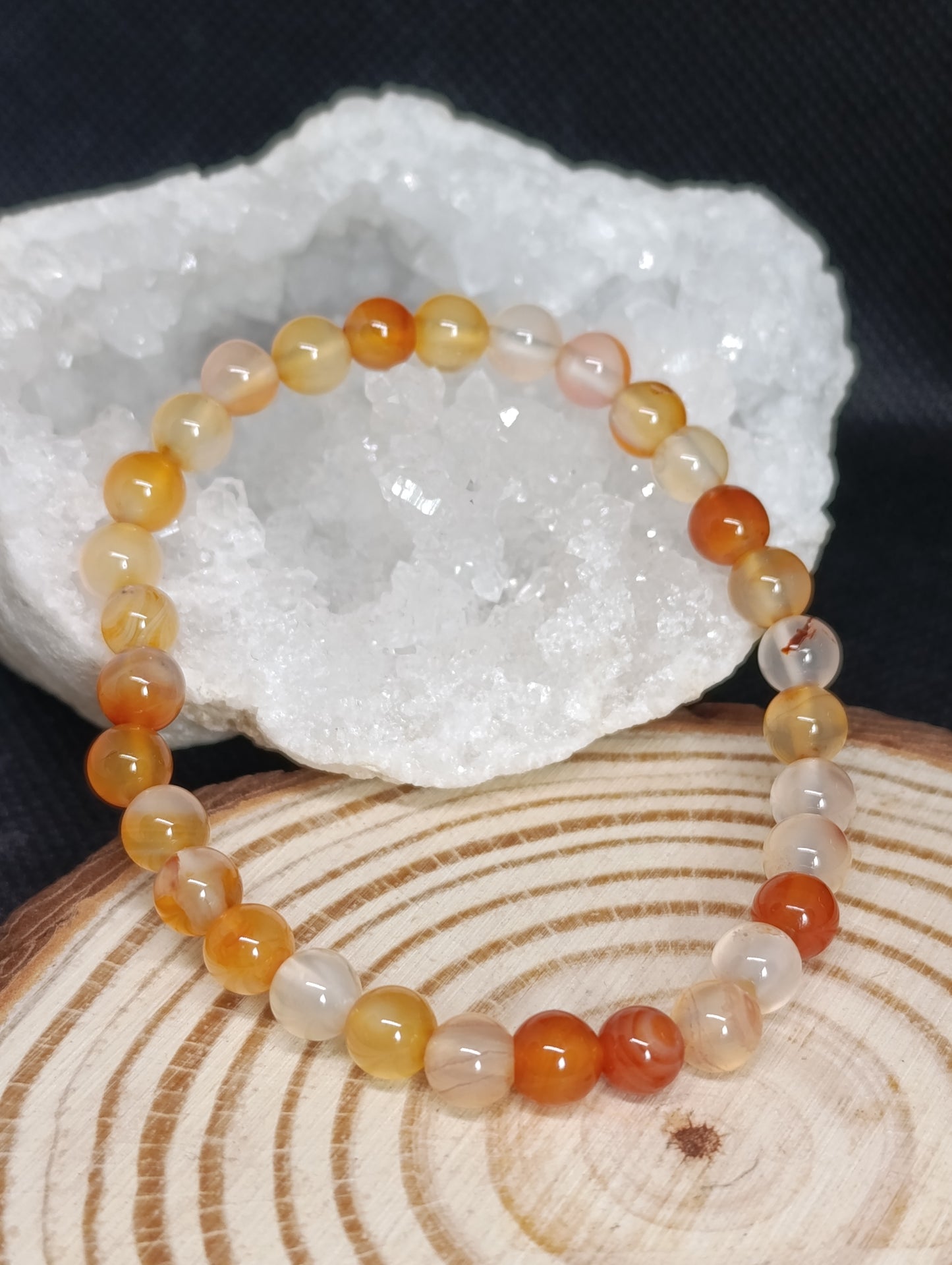 Bracelet boule Cornaline 6mm