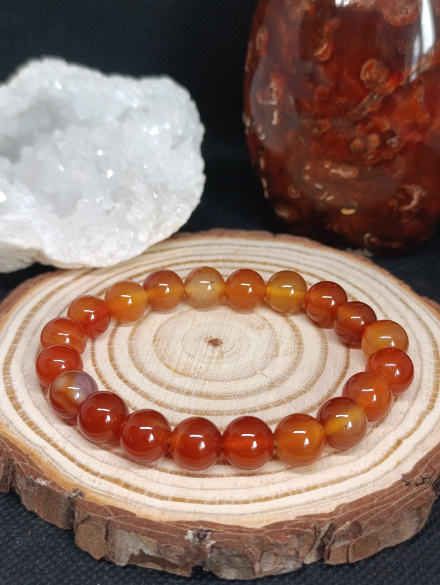 Bracelet boule Cornaline 10mm