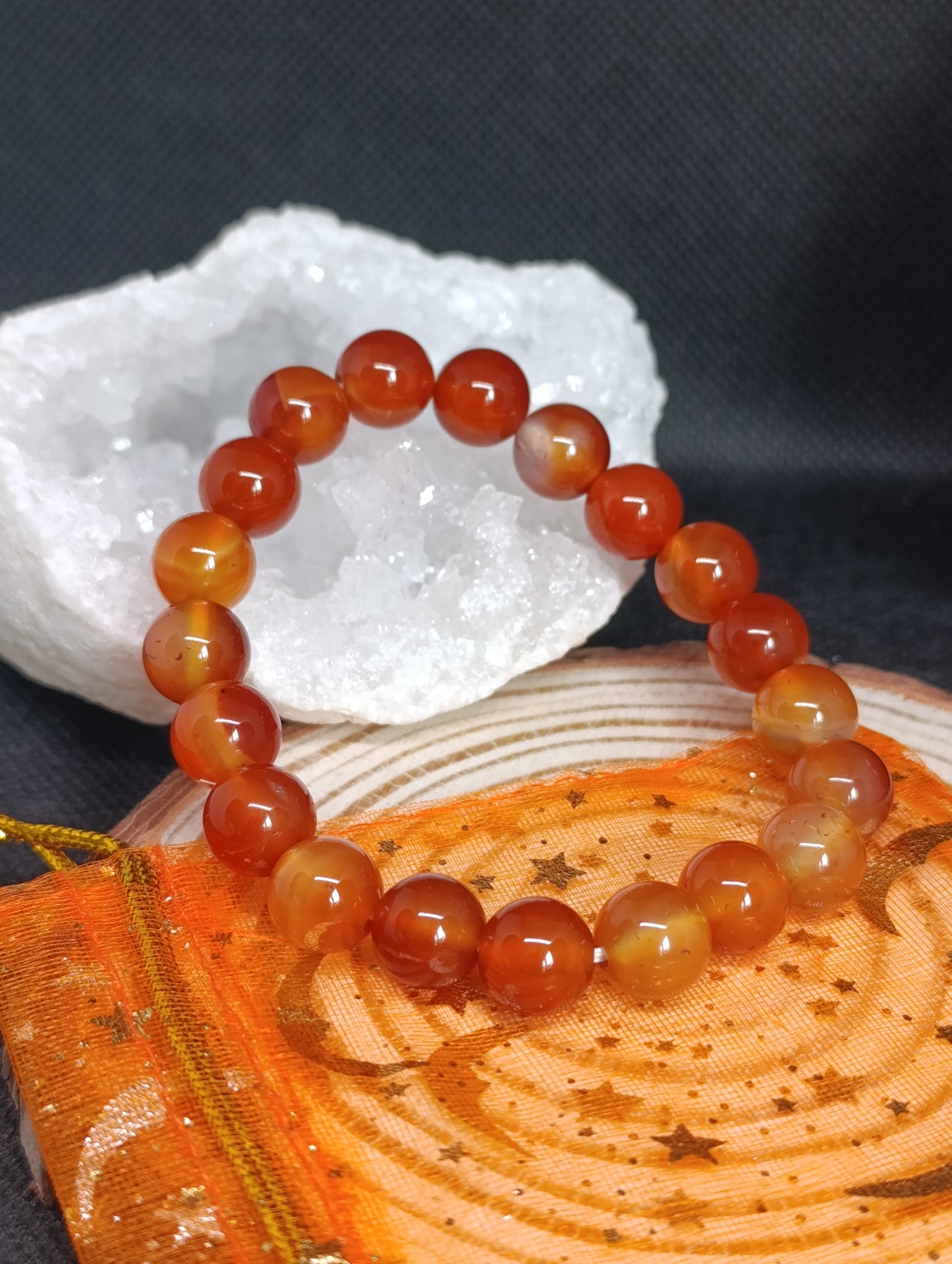 Bracelet boule Cornaline 10mm