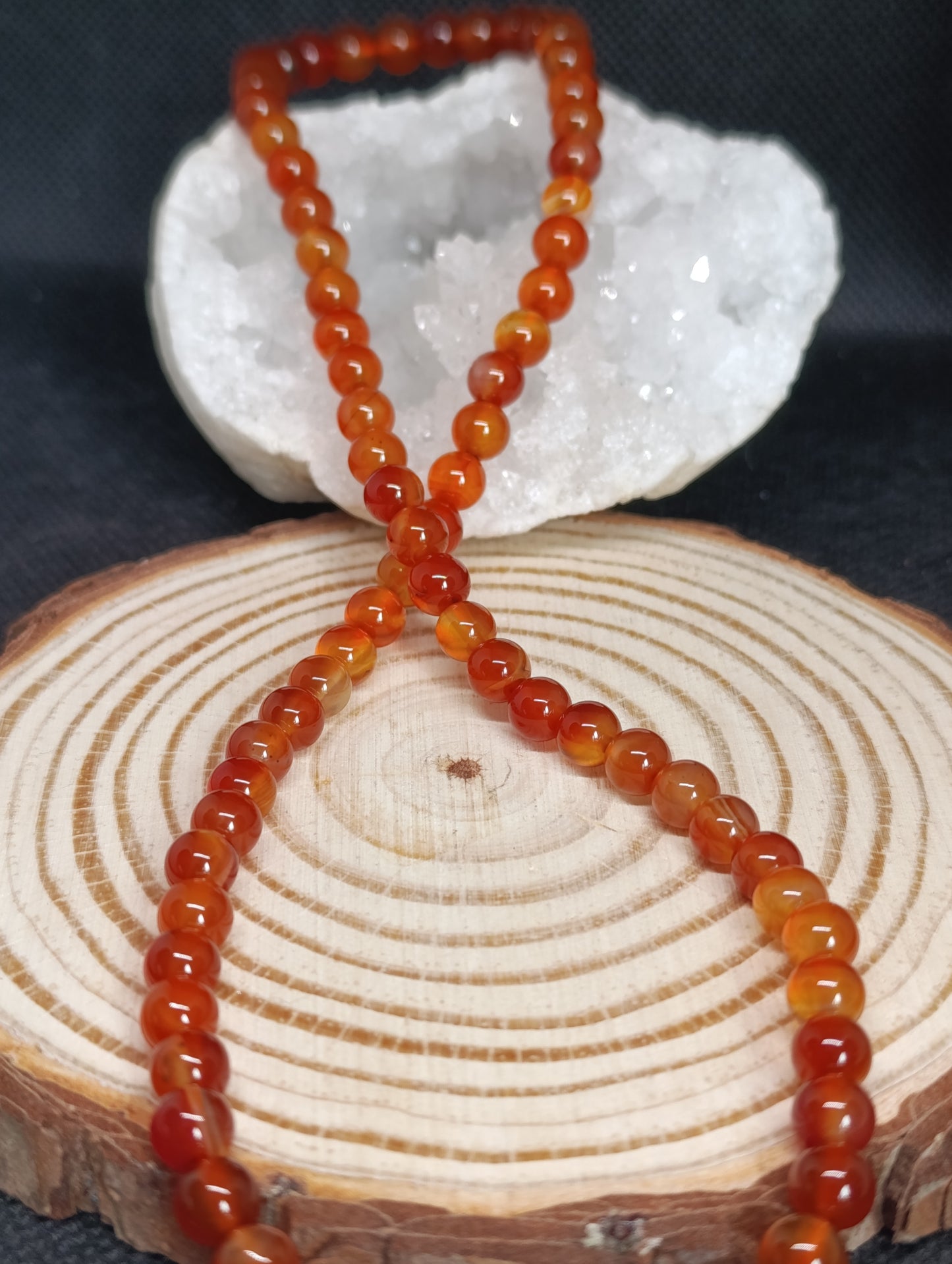 Collier boule Cornaline 6mm