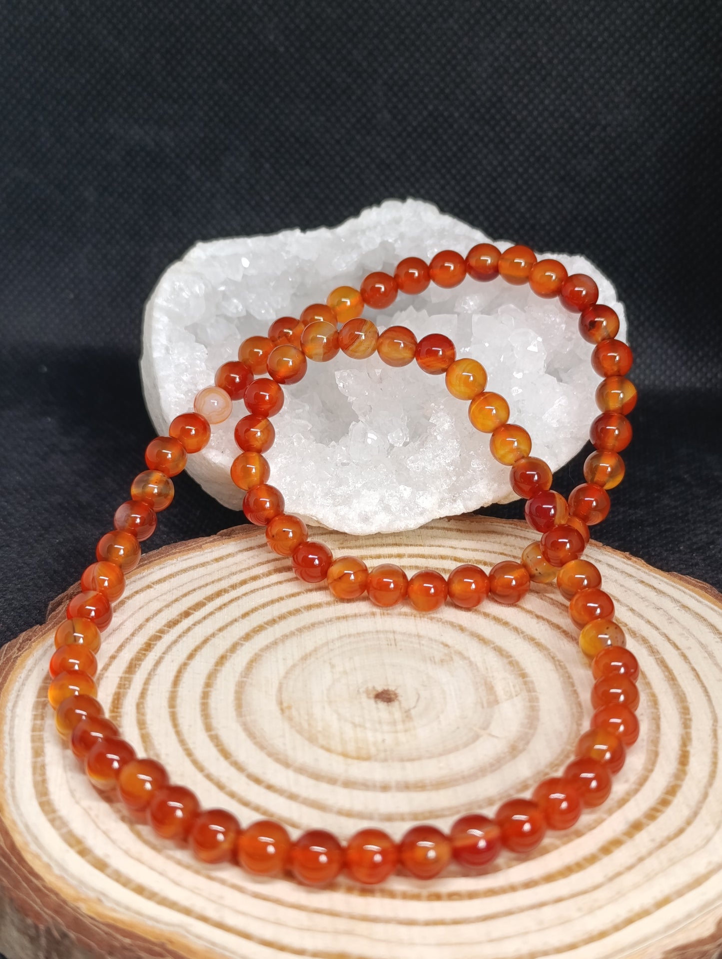 Collier boule Cornaline 6mm
