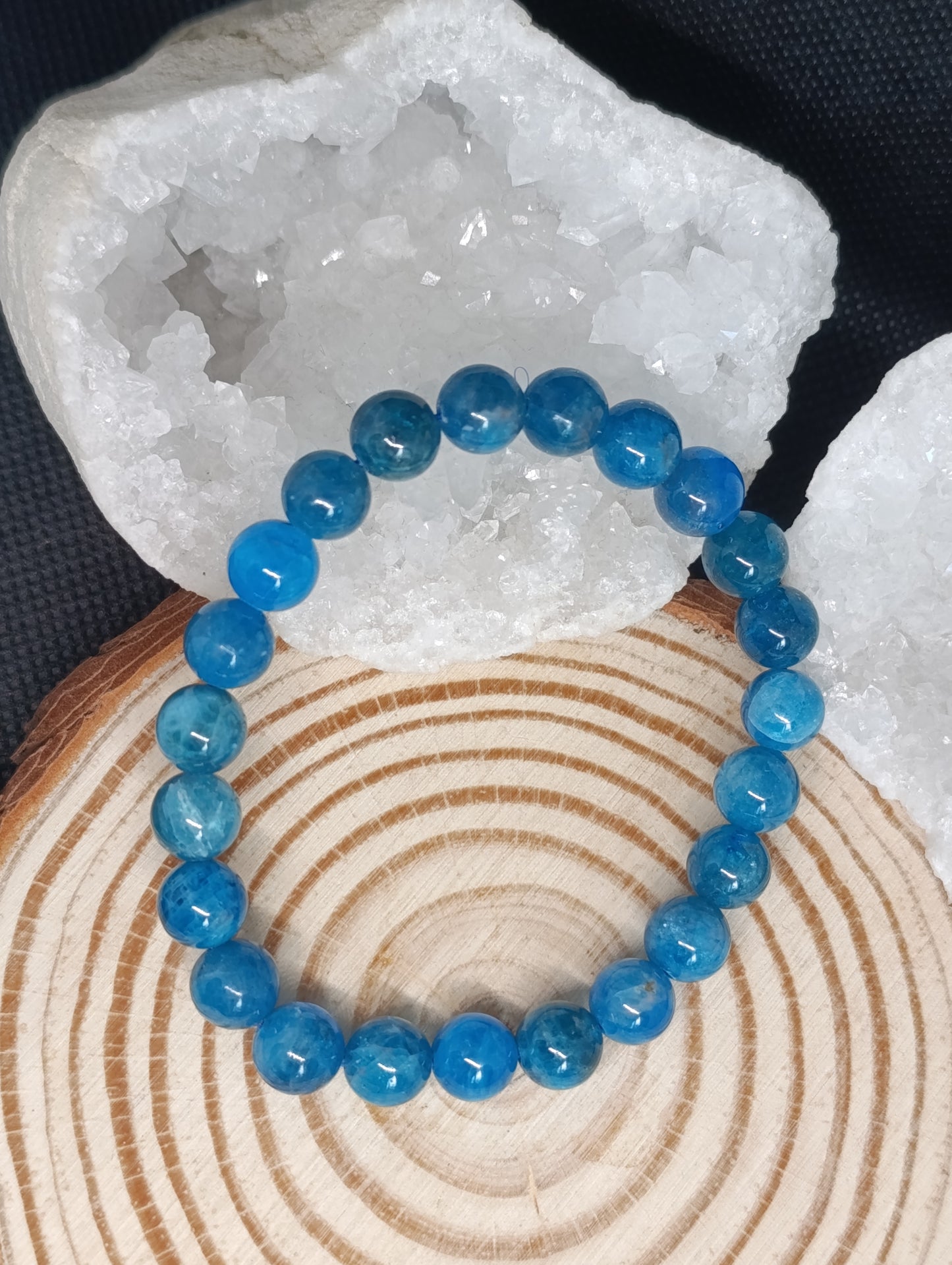 Bracelet boule Apatite bleue 8mm - Qualité AA