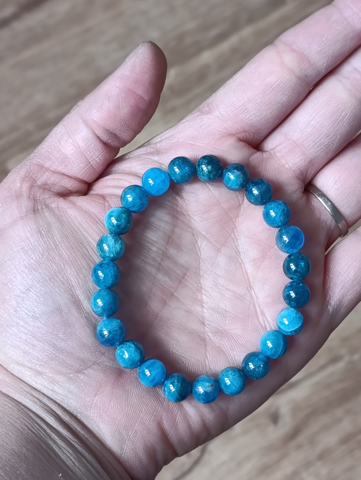 Bracelet boule Apatite bleue 8mm - Qualité AA