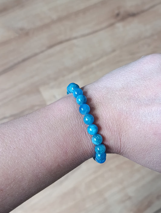Bracelet boule Apatite bleue 8mm - Qualité AA
