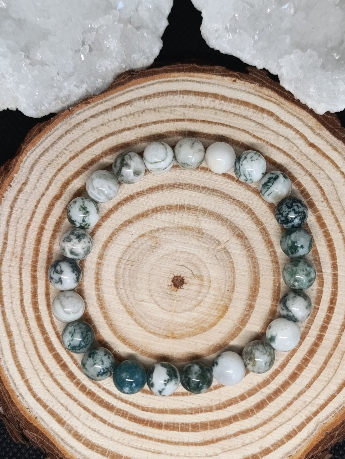 Bracelet boule Agate arbre 8mm