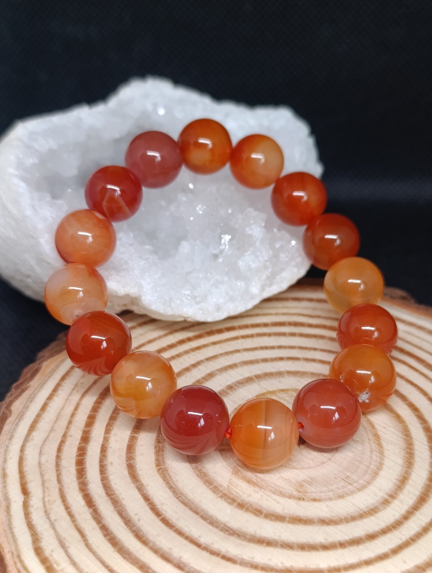 Bracelet boule Cornaline 12mm