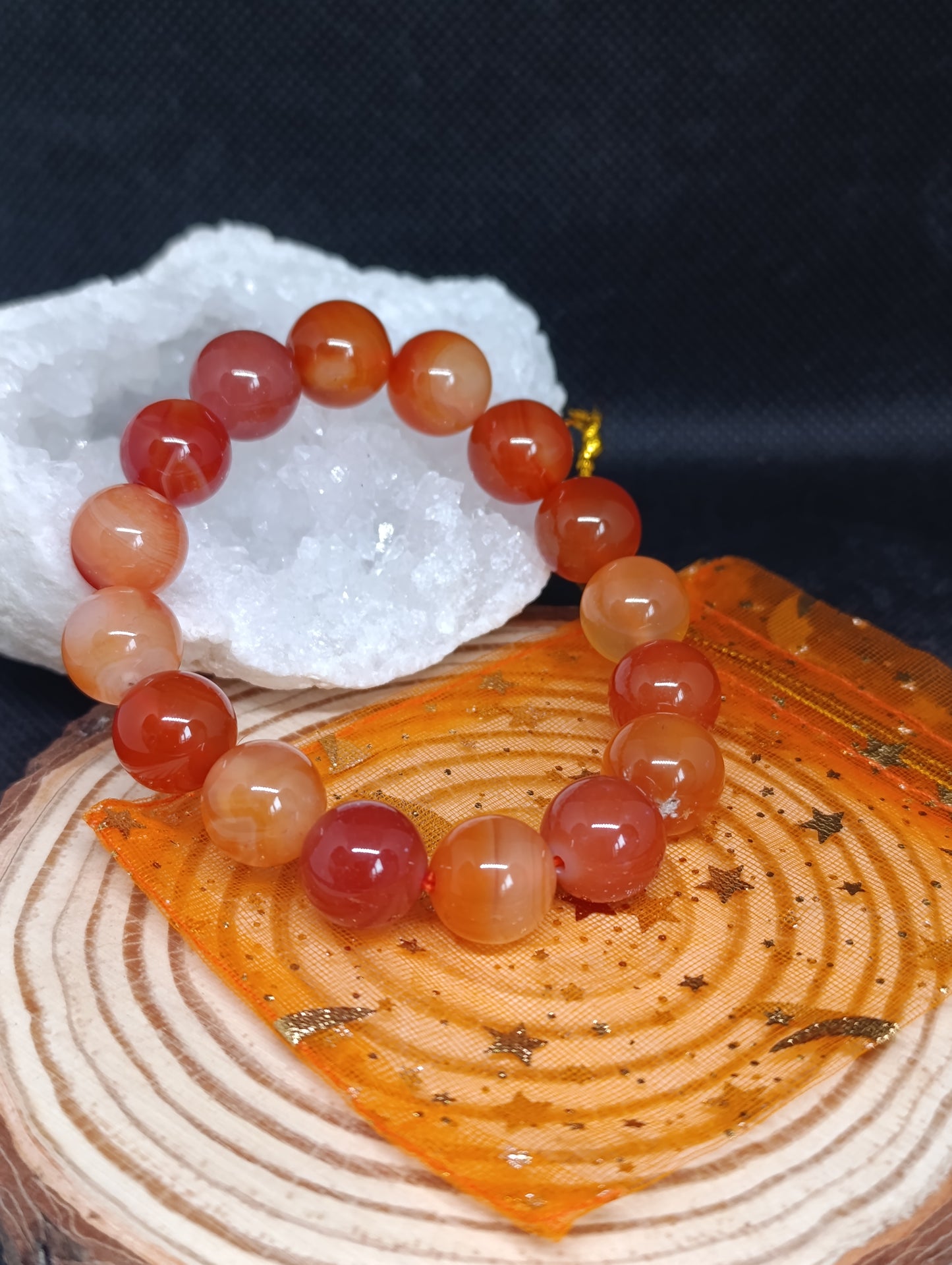 Bracelet boule Cornaline 12mm