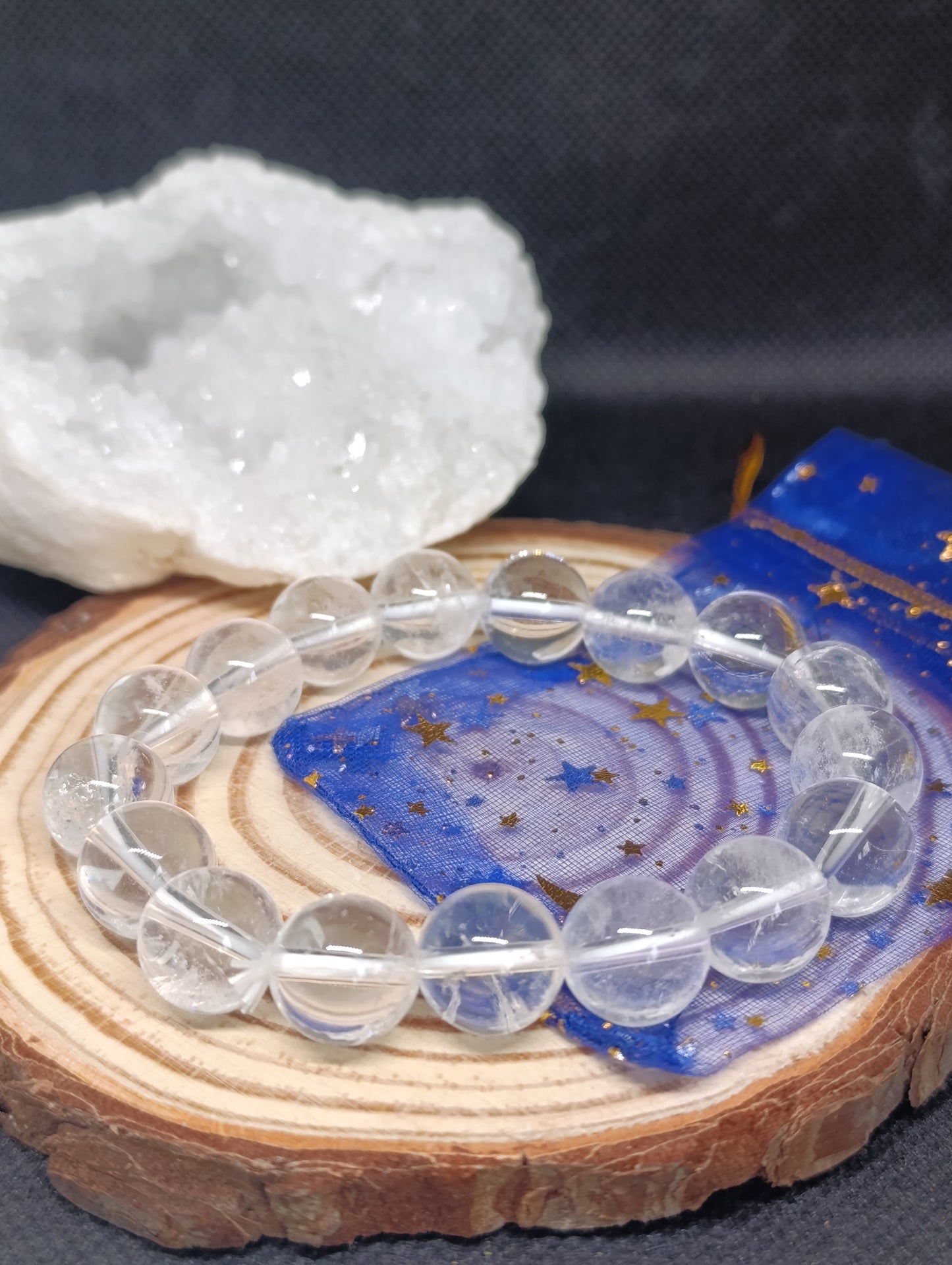 Bracelet boule Cristal de Roche 12mm