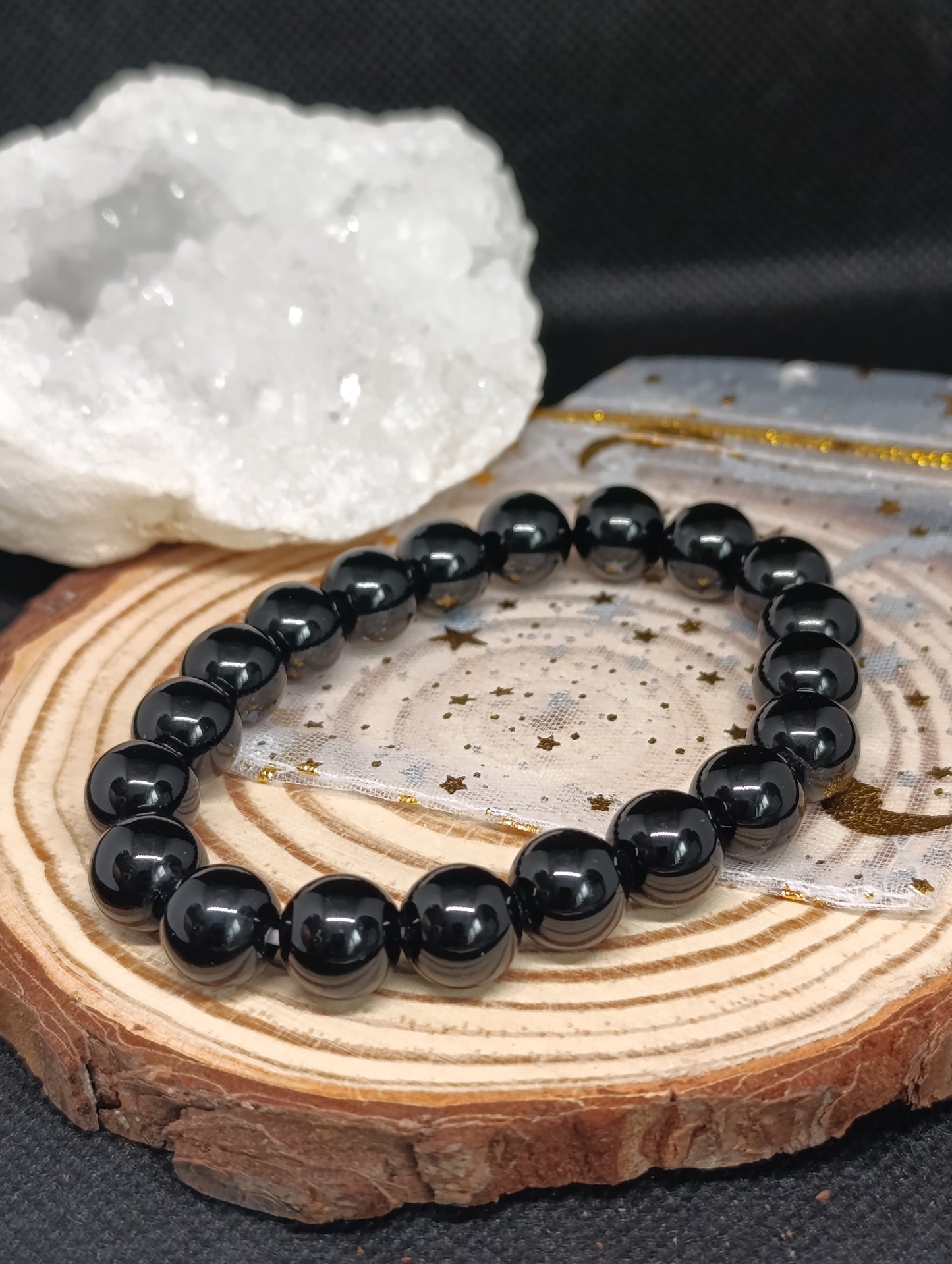 Bracelet boule Obsidienne noire 10mm