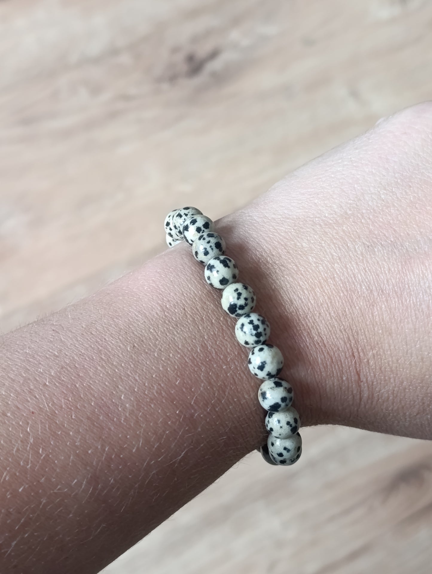 Bracelet boule Jaspe Dalmatien 8mm