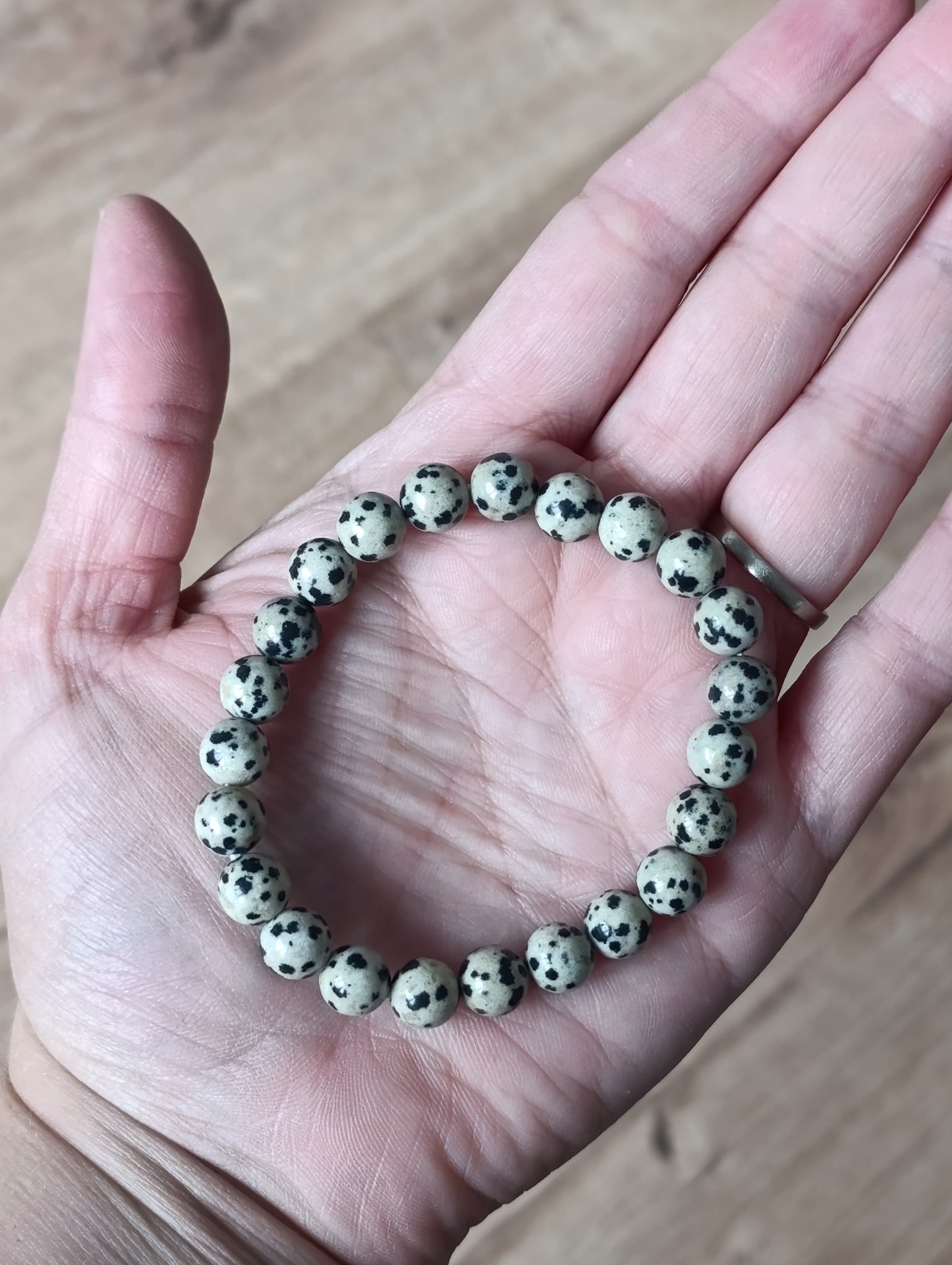 Bracelet boule Jaspe Dalmatien 8mm