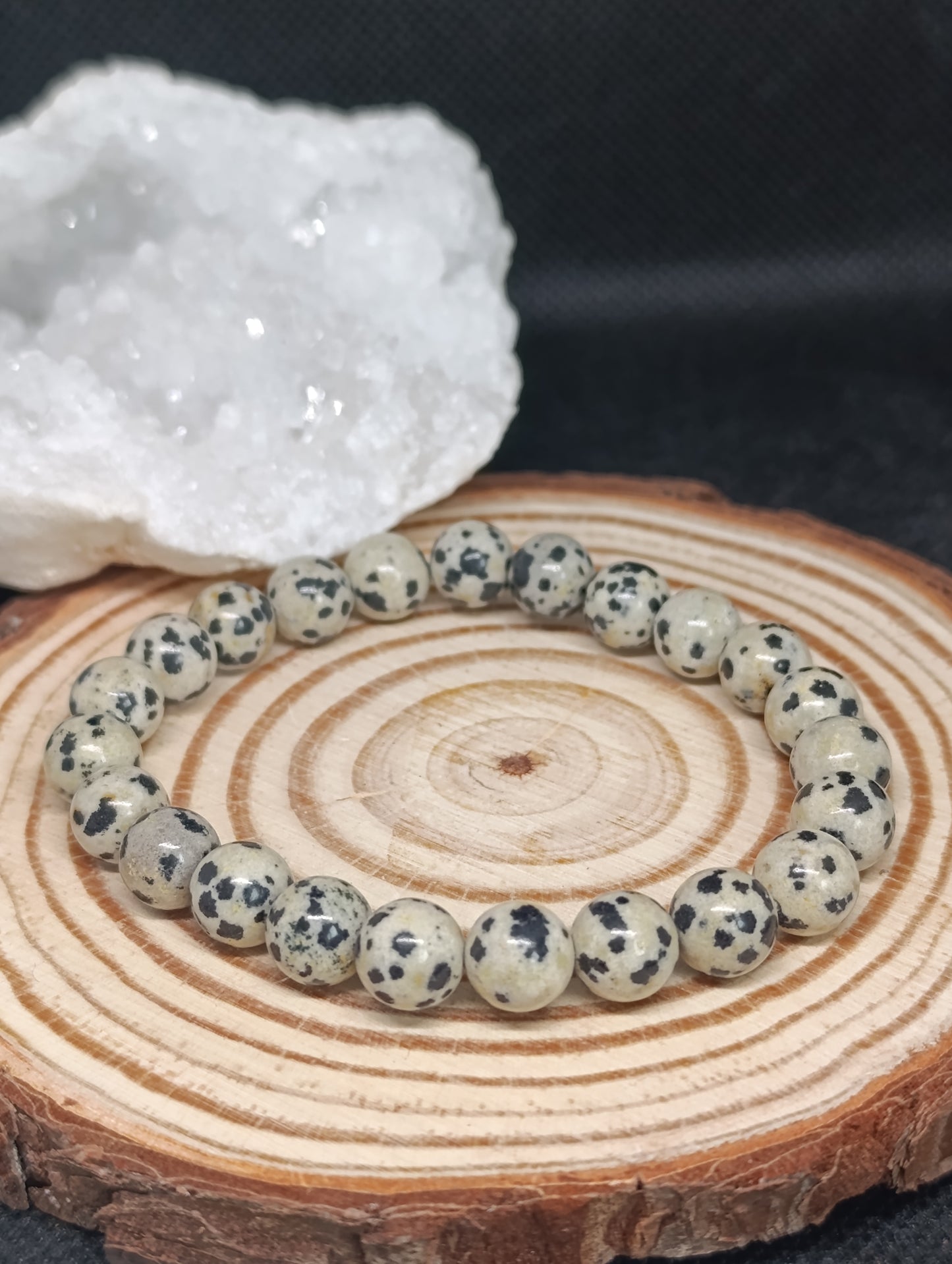 Bracelet boule Jaspe Dalmatien 8mm