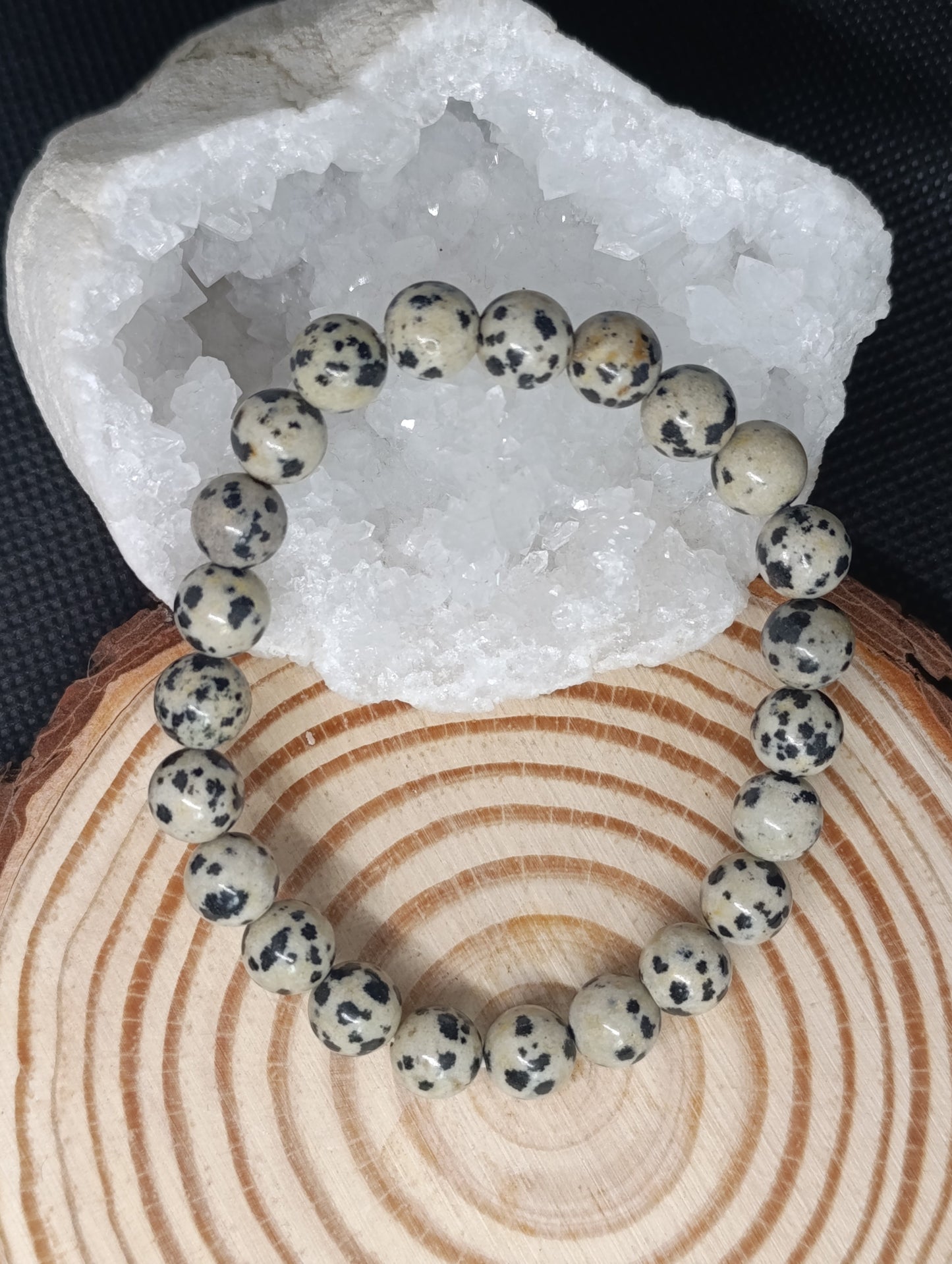 Bracelet boule Jaspe Dalmatien 8mm