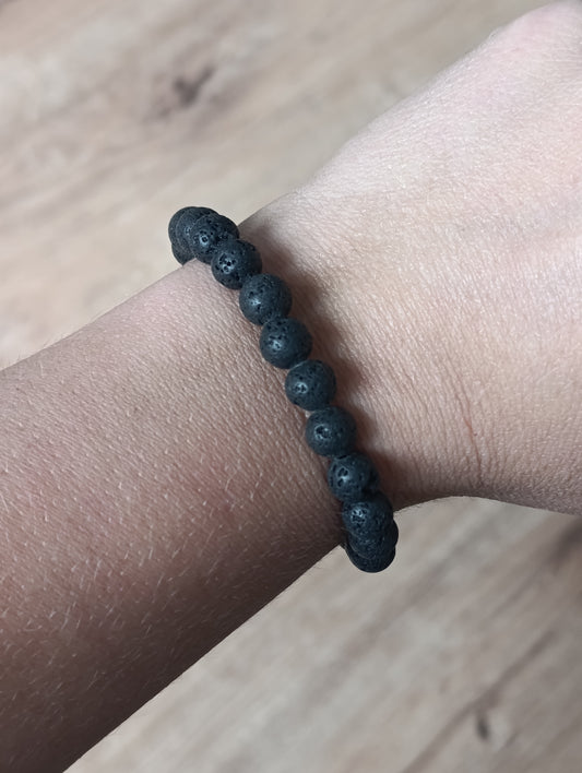 Bracelet boule Pierre de Lave 8mm