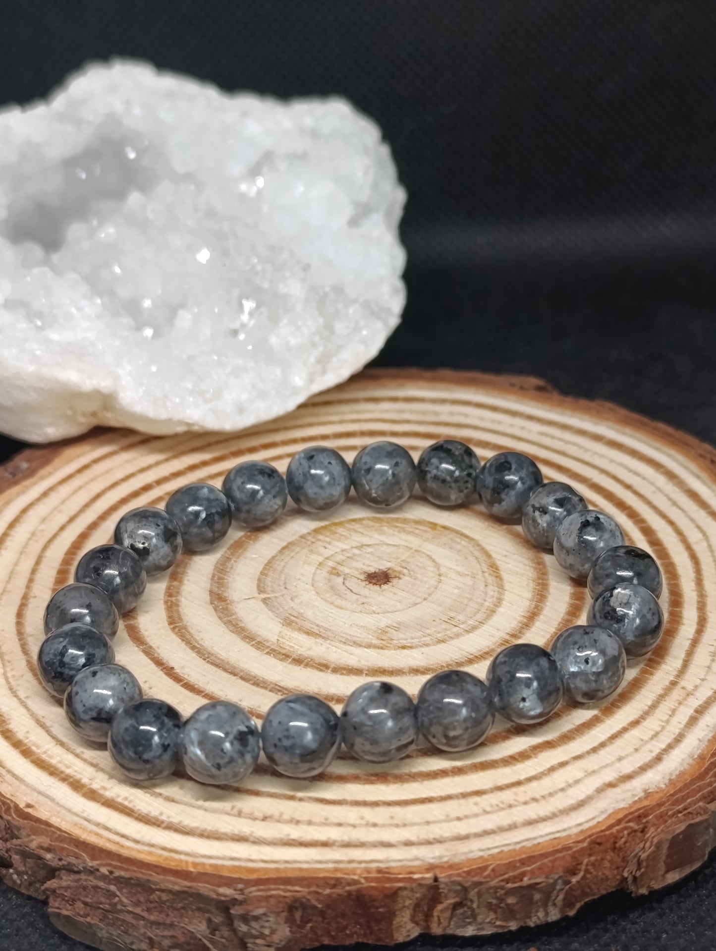 Bracelet boule Larvikite 8mm
