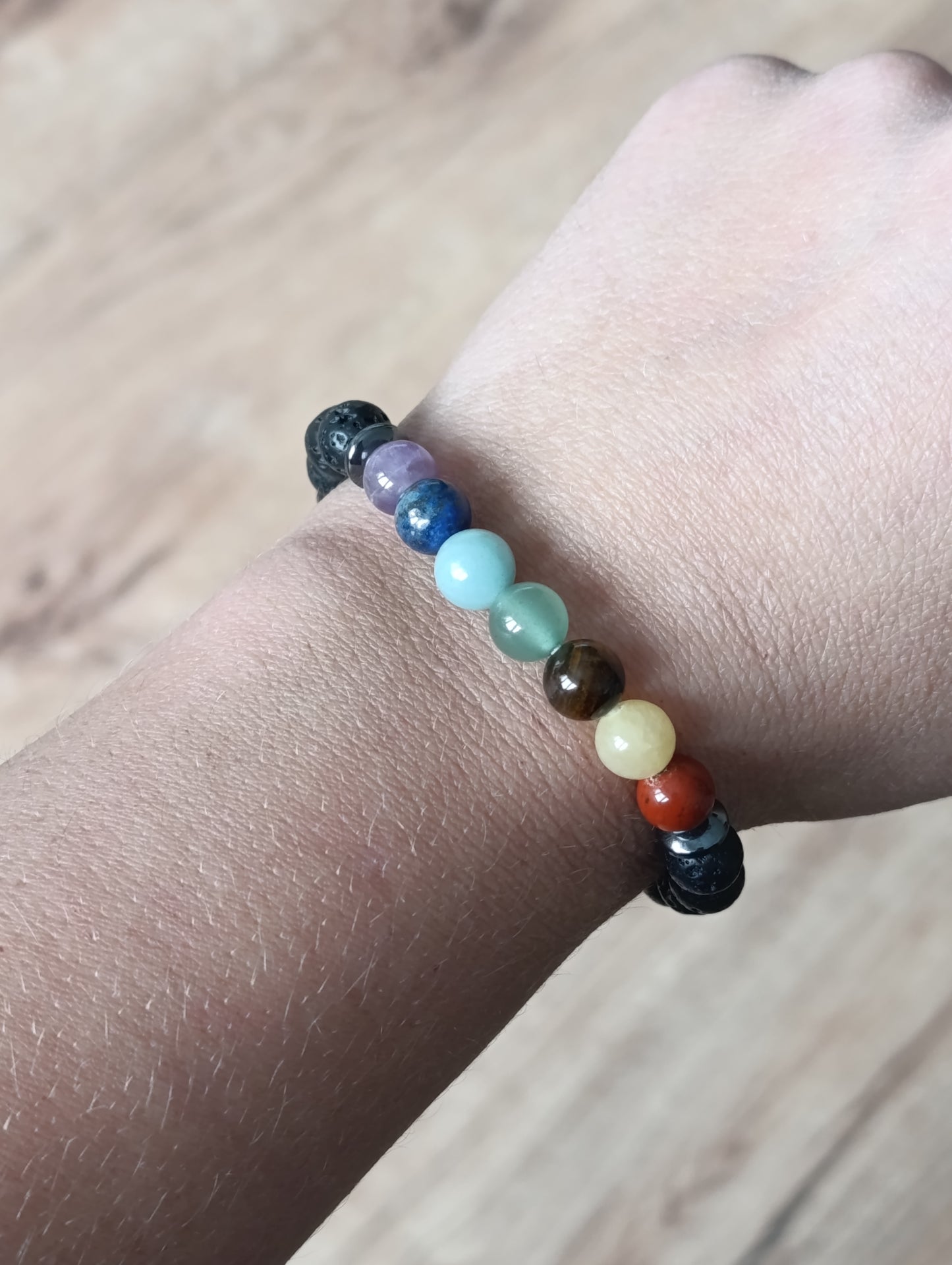 Bracelet Pierre de Lave - 7 chakras - 8mm