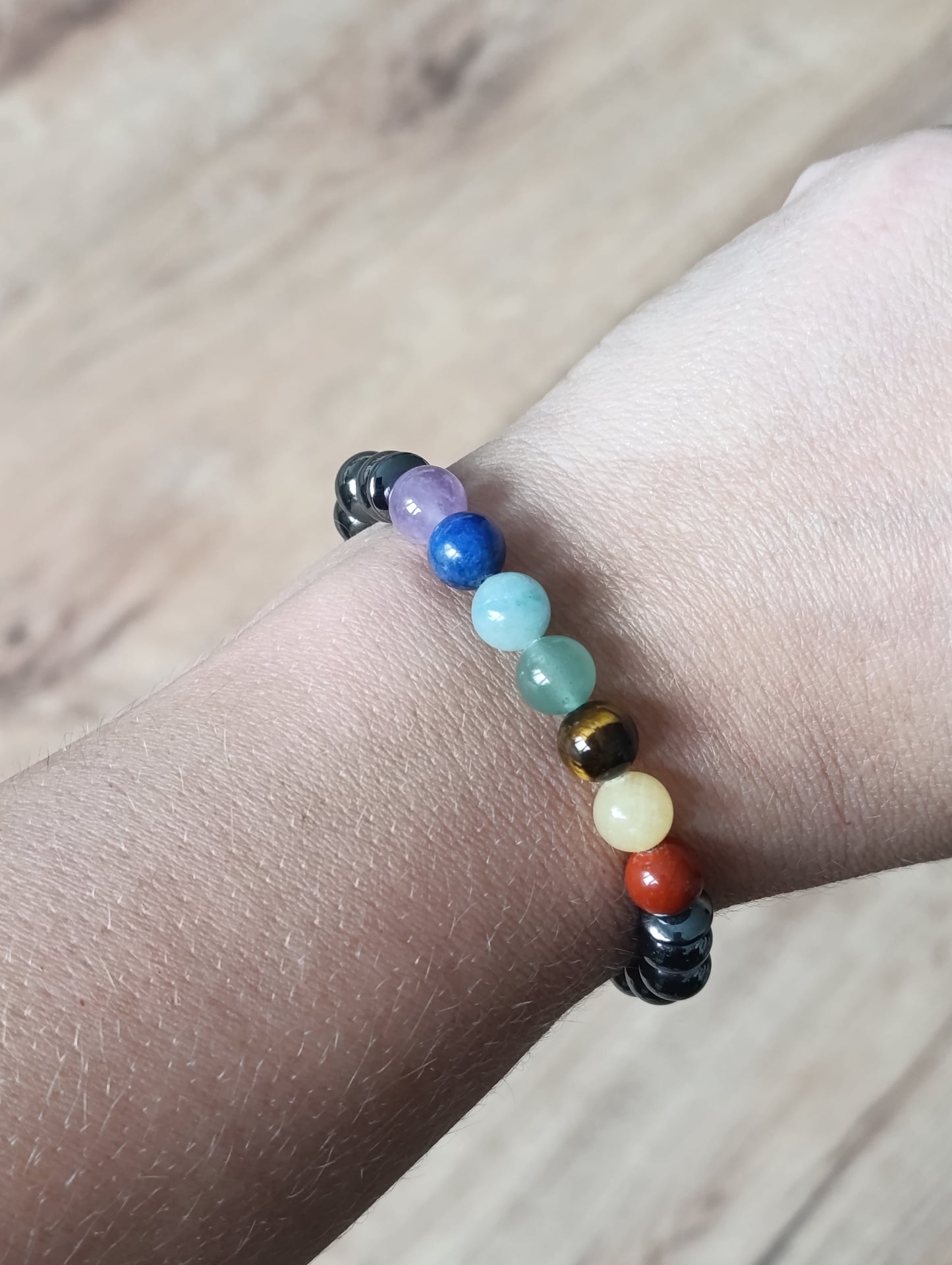 Bracelet Hématite - 7 chakras - 8mm