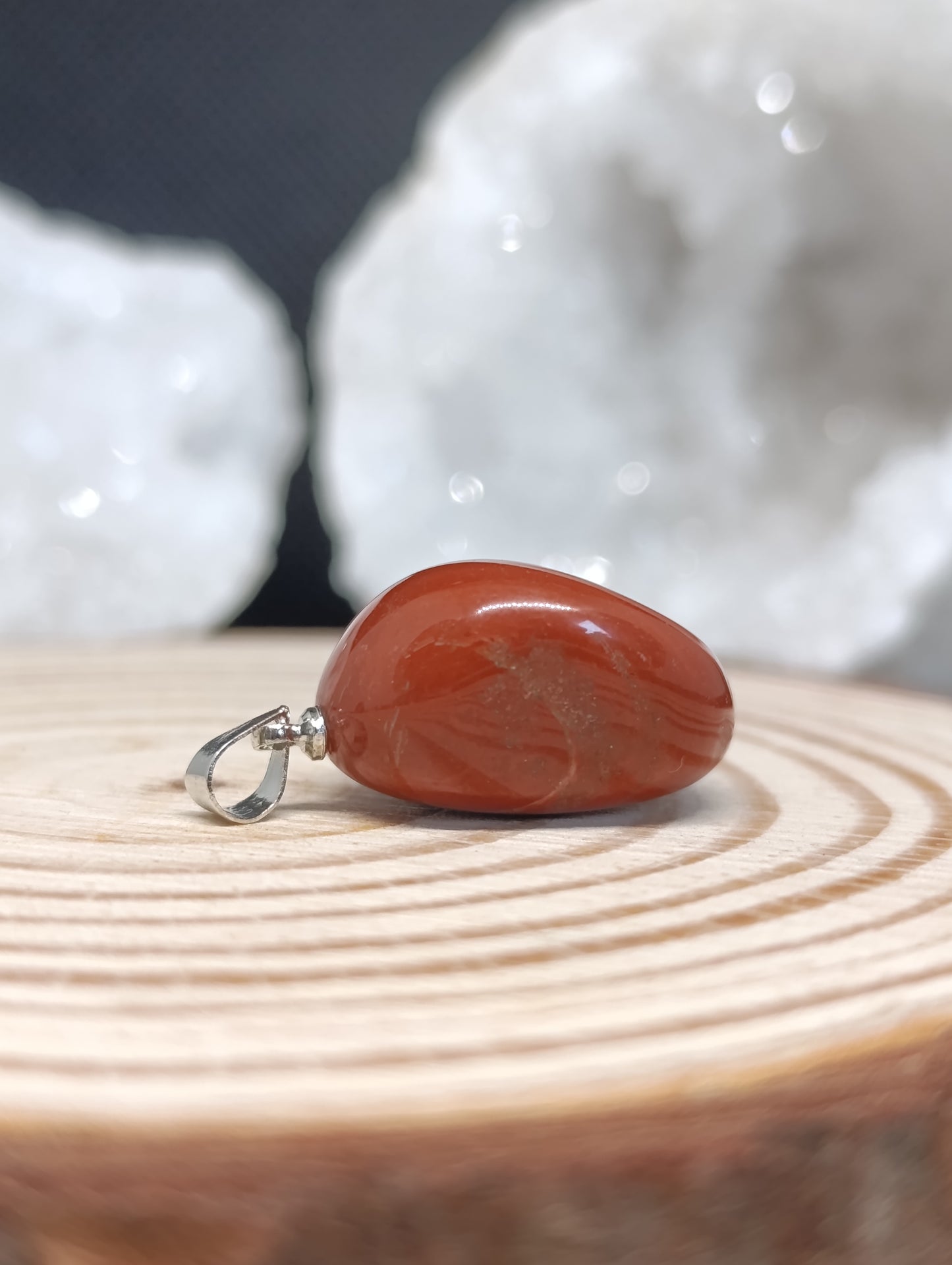 Pendentif pierre roulée Jaspe rouge